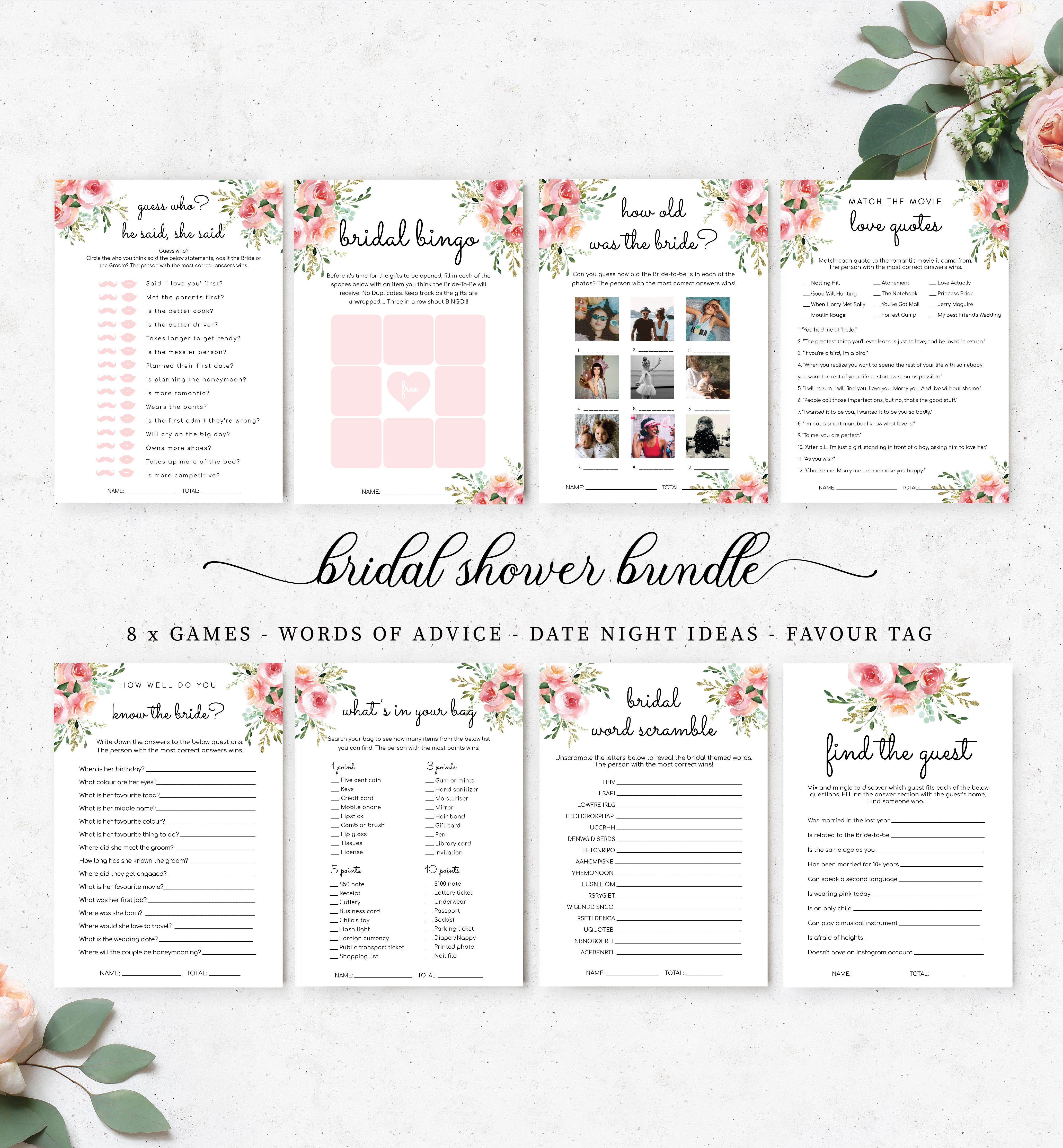 ASH-WHT-10-B863 - ASHTON FLORAL - WHITE - BRIDAL SHOWER GAMES BUNDLE design preview