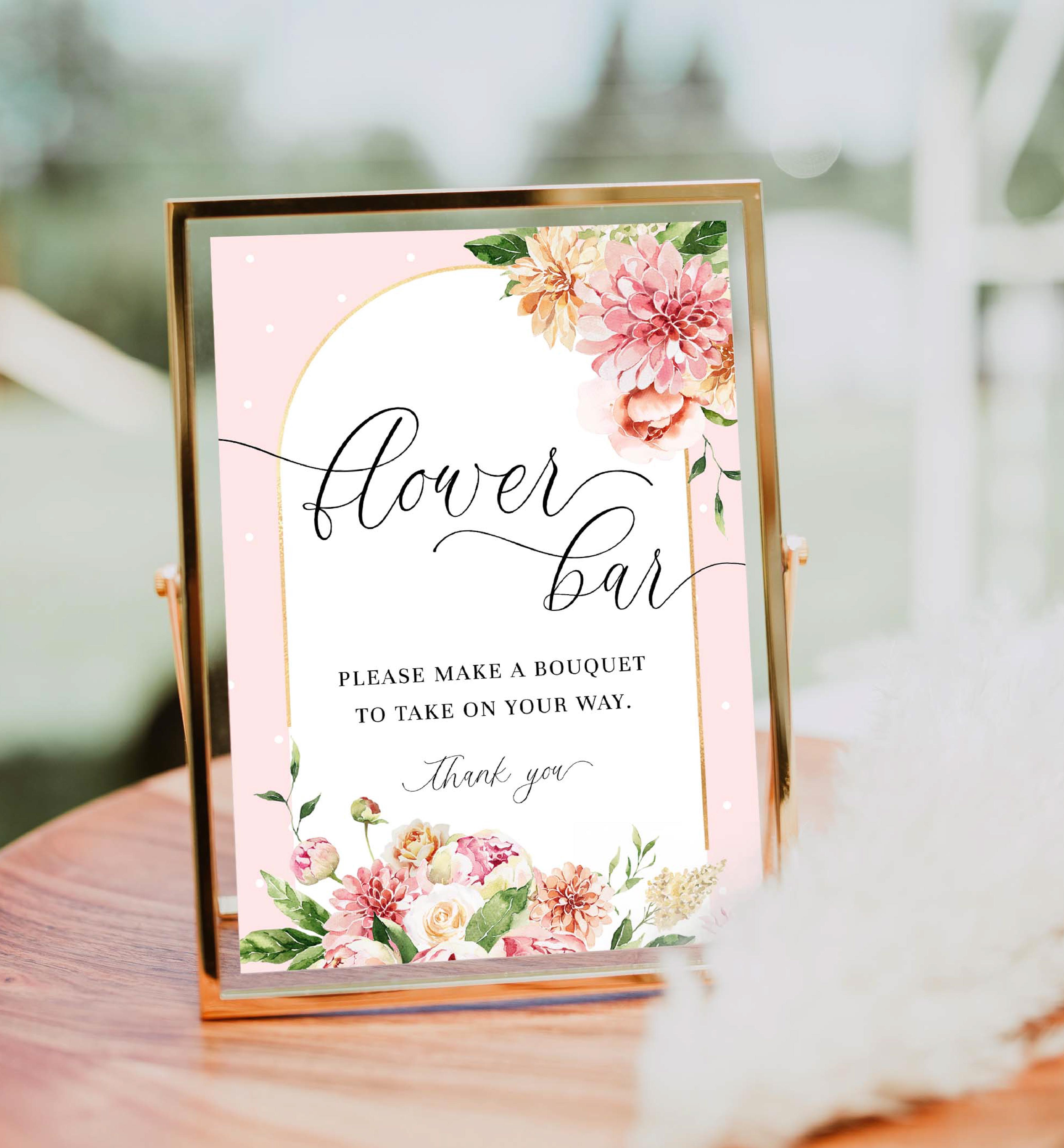 QIN-PNK-7-B1728 - QUINN FLORAL - PINK - FLOWER BAR SIGN design preview