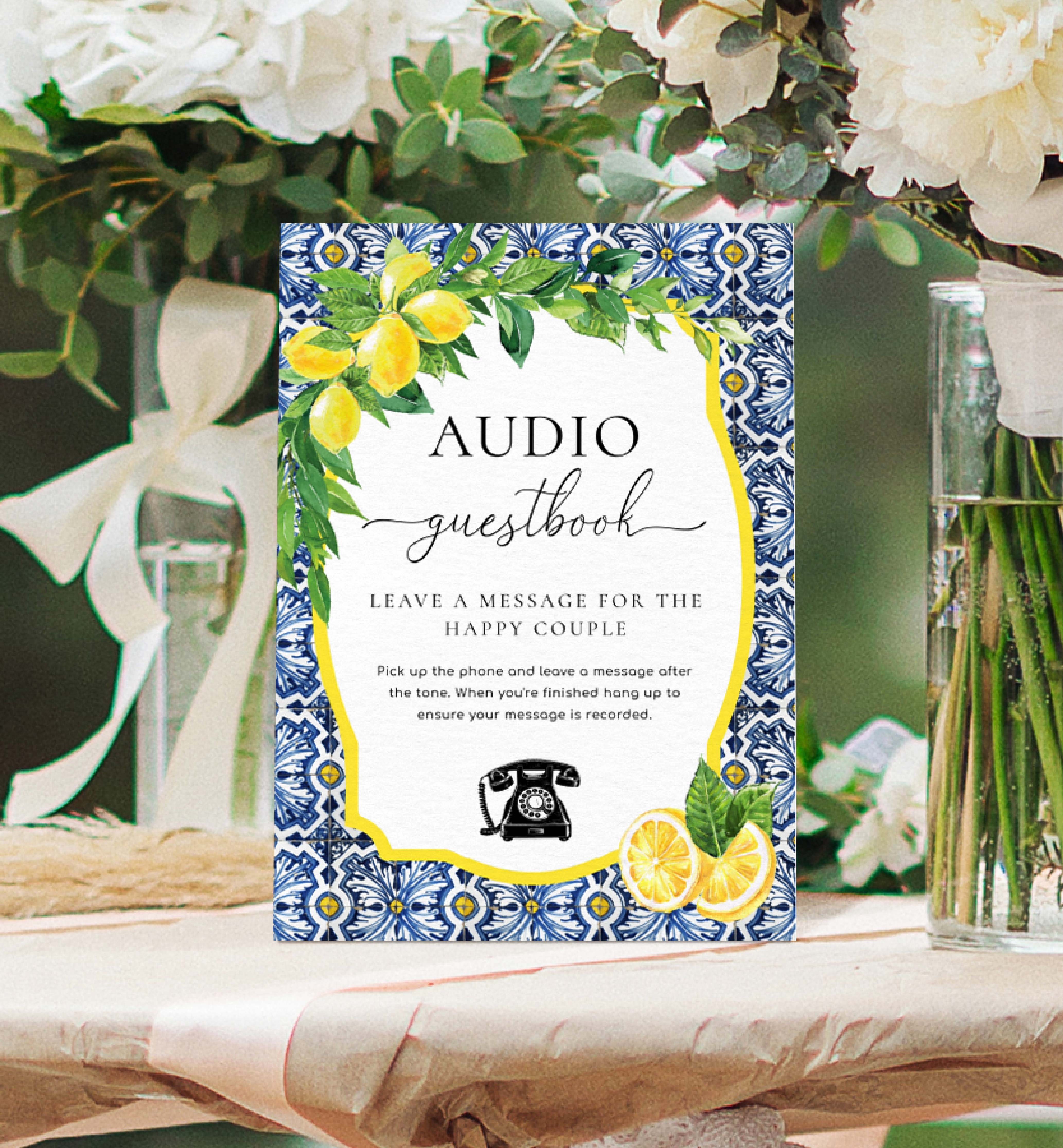 POS-BLY-7-B2800 - POSITANO - BLUE TILE - LEMONS - AUDIO GUESTBOOK SIGN design preview