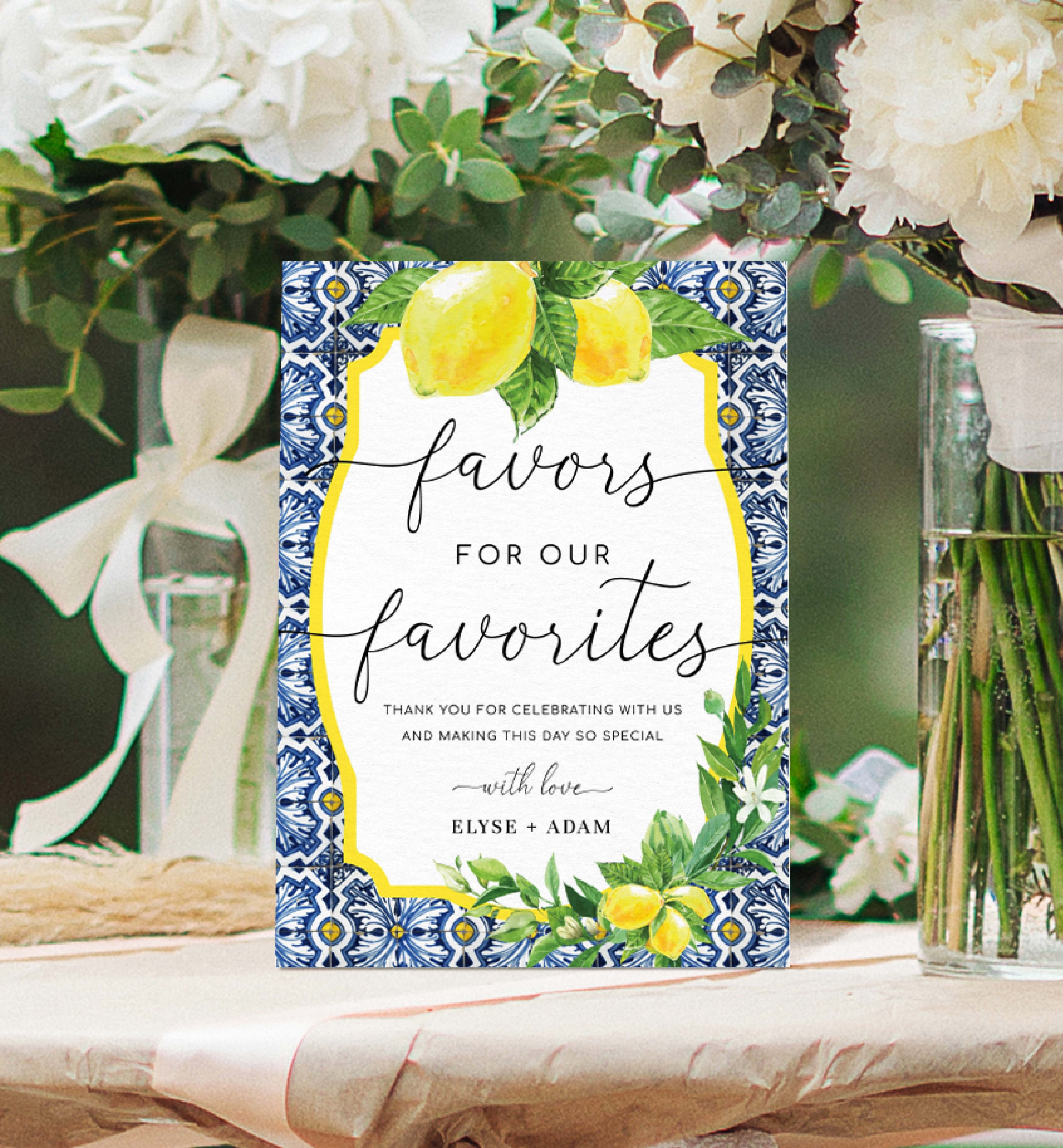 POS-BLY-7-B2654 - POSITANO BLUE TILE - LEMONS - FAVOURS SIGN design preview