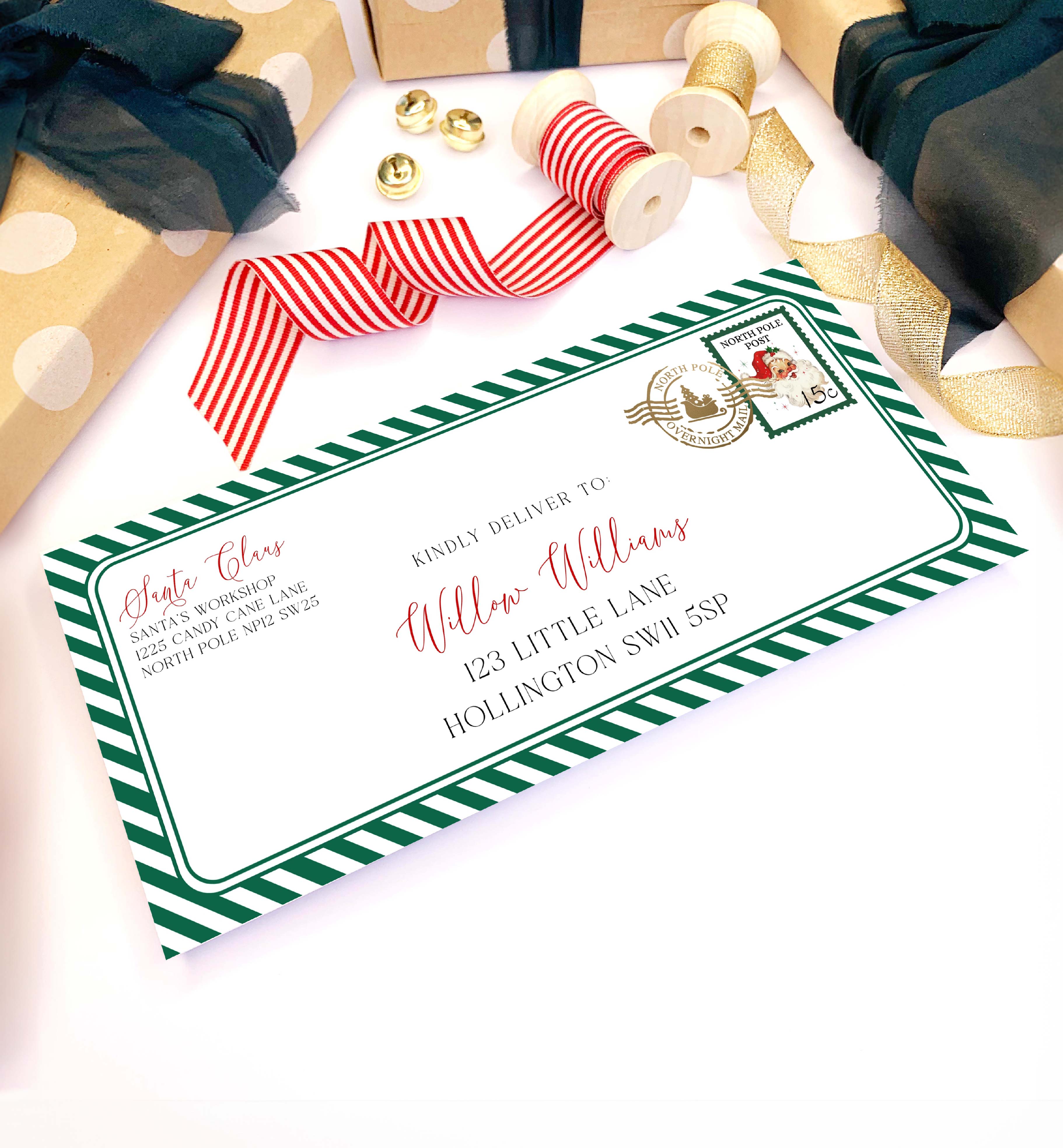 STR-GRW-17-B3374 - STRIPE - GREEN WHITE - CHRISTMAS ENVELOPE design preview