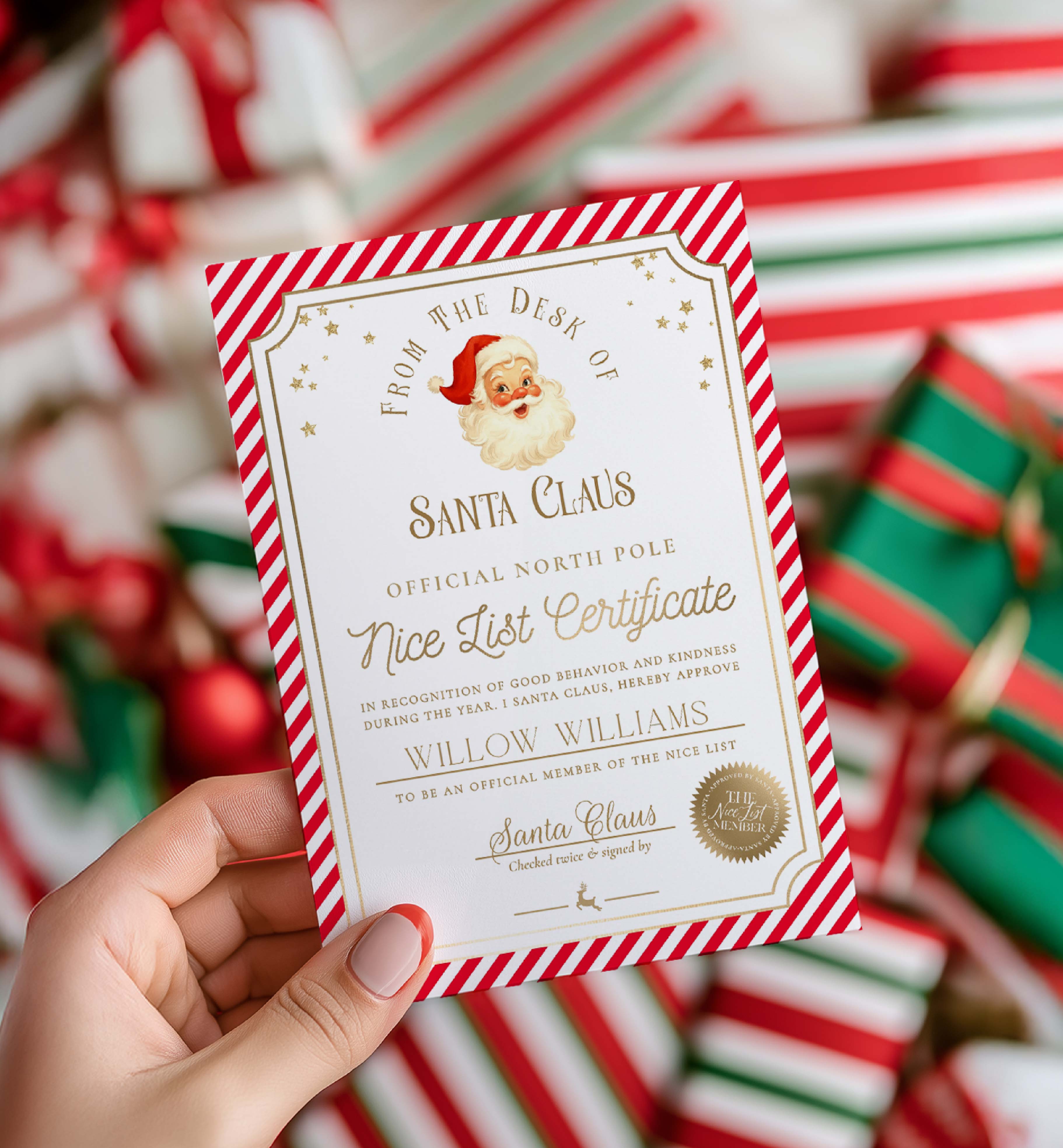 SAW-RED-24-B3726 - STRIPE - RED - SANTA NICE LIST CERTIFICATE design preview