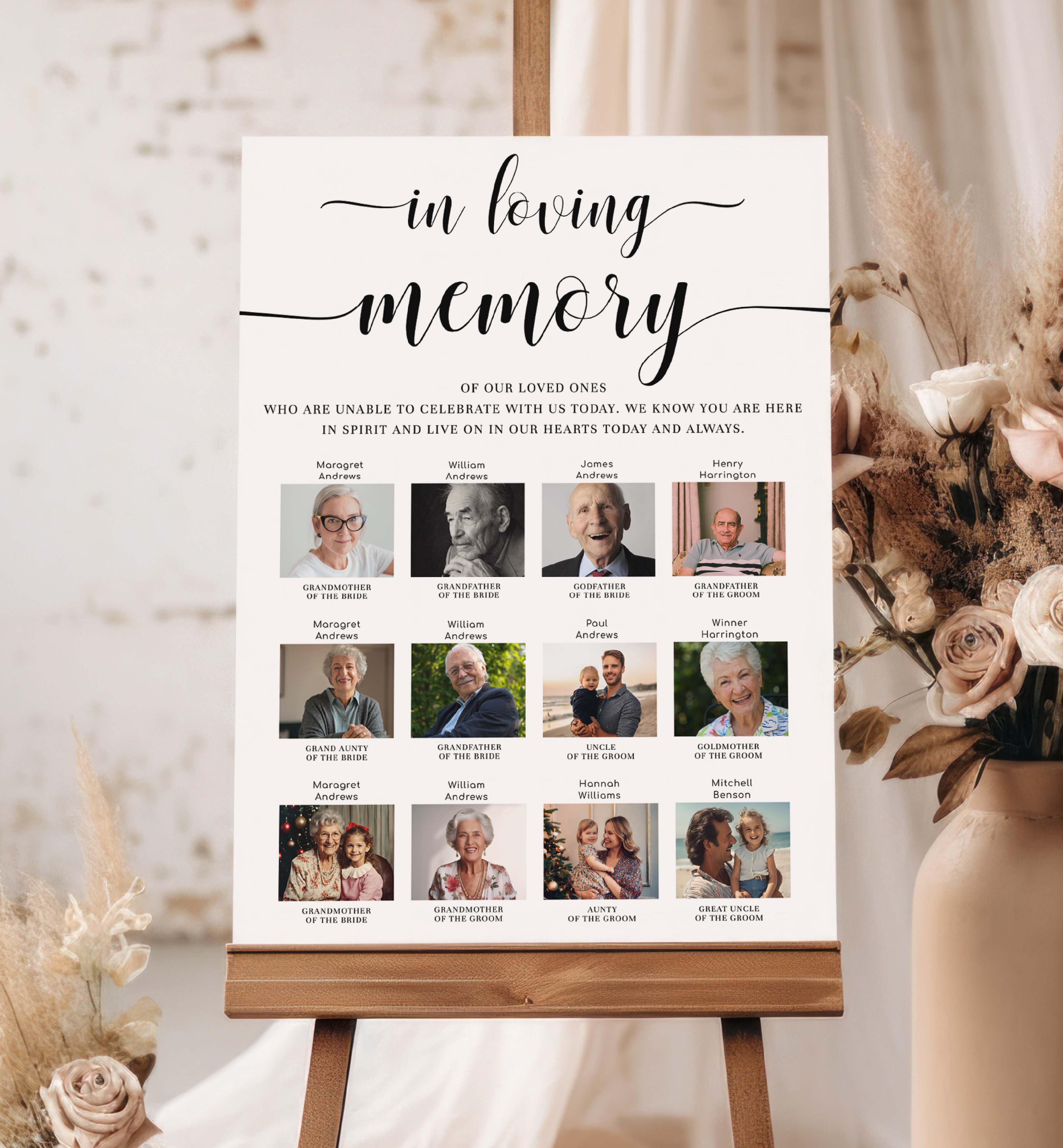 LEY-WHT-7-B1973 - LEYTON SCRIPT - WHITE - IN LOVING MEMORY PHOTO SIGN design preview