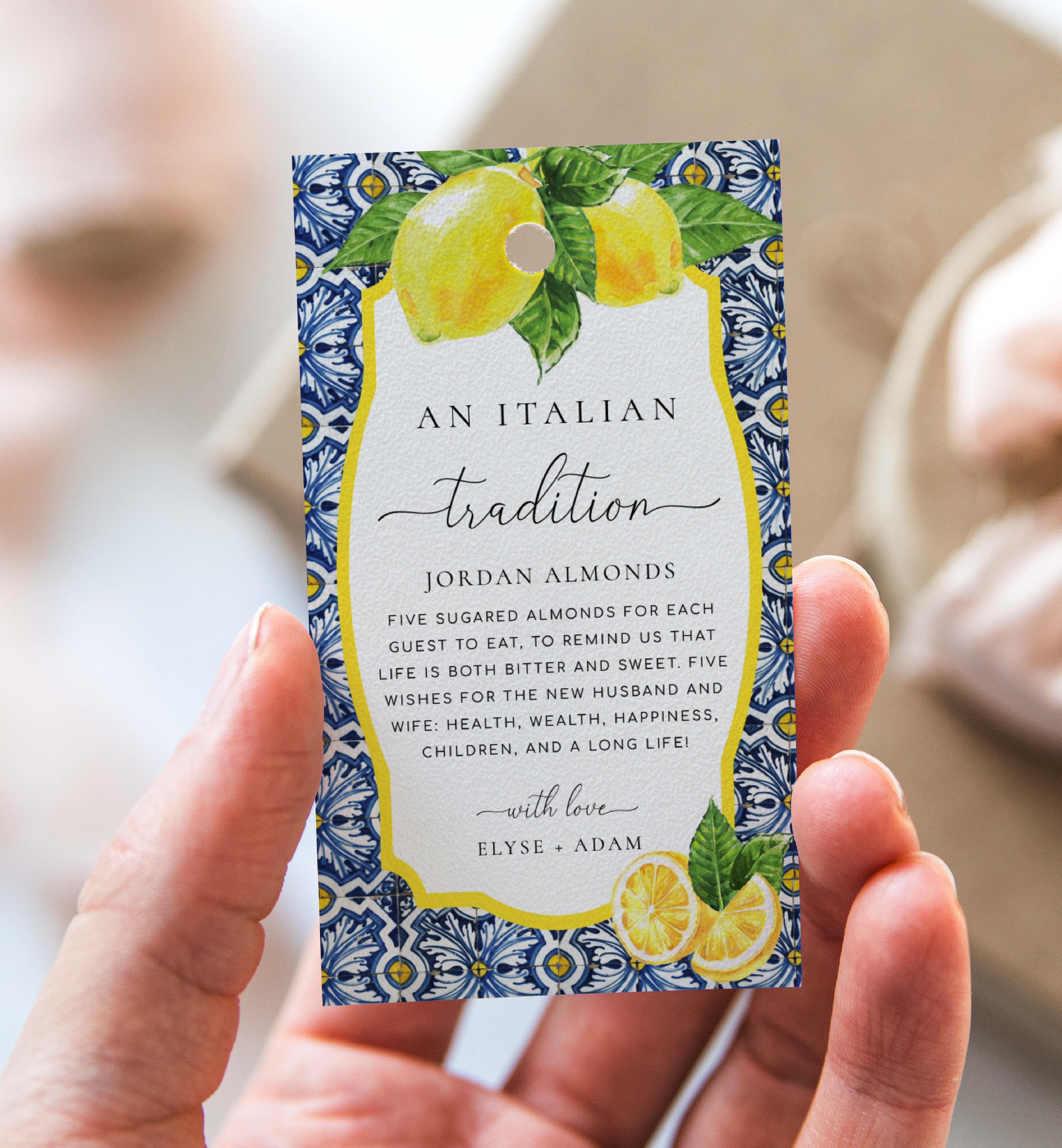 POS-BLY-6-B3256 - POSITANO - BLUE TILE LEMONS - ITALIAN TRADITIONS TAG design preview