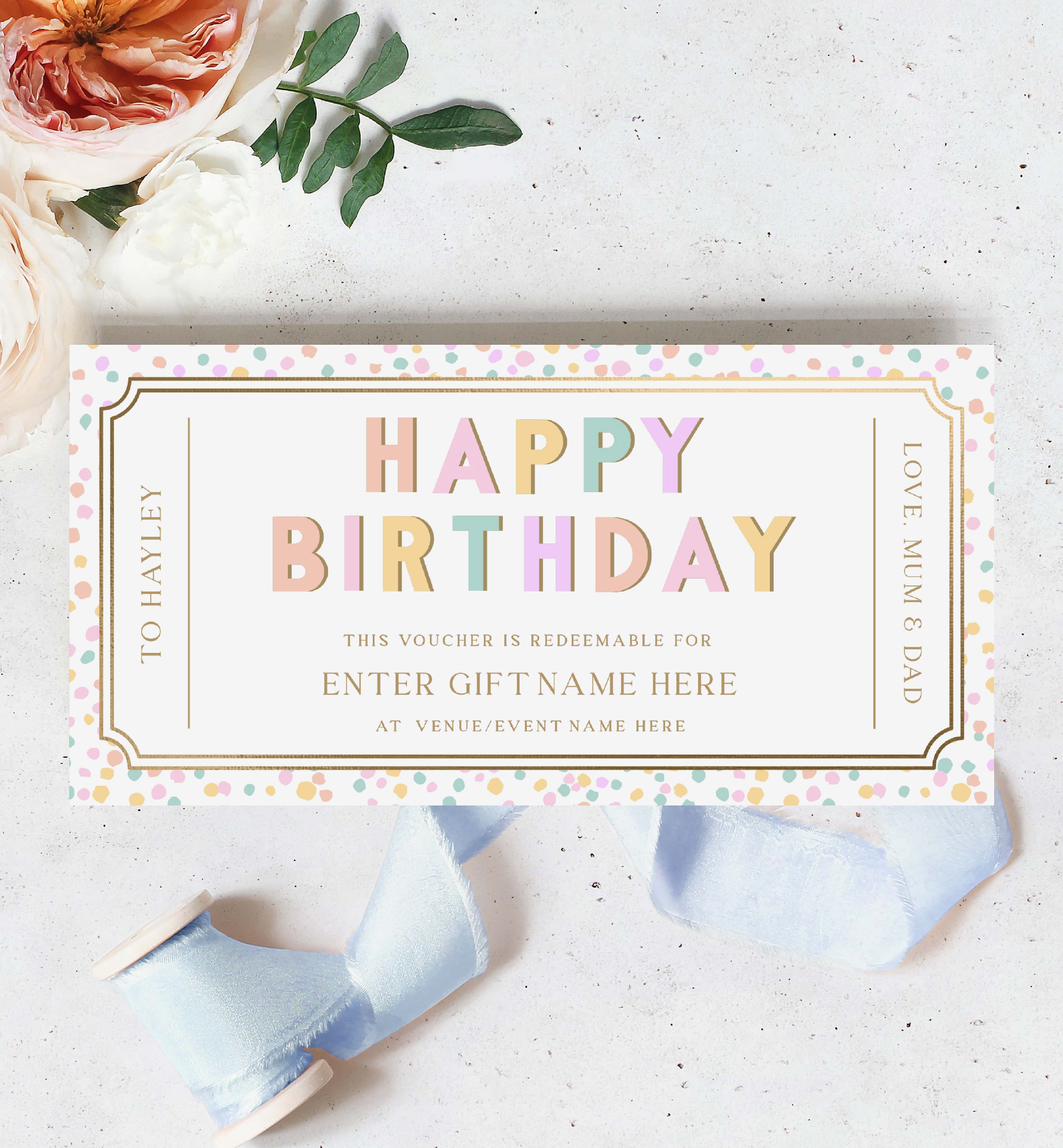 DOT-PMT-14-B2865 - DOT - PASTLE MULTI - BIRTHDAY CUSTOM GIFT CERTIFICATE design preview