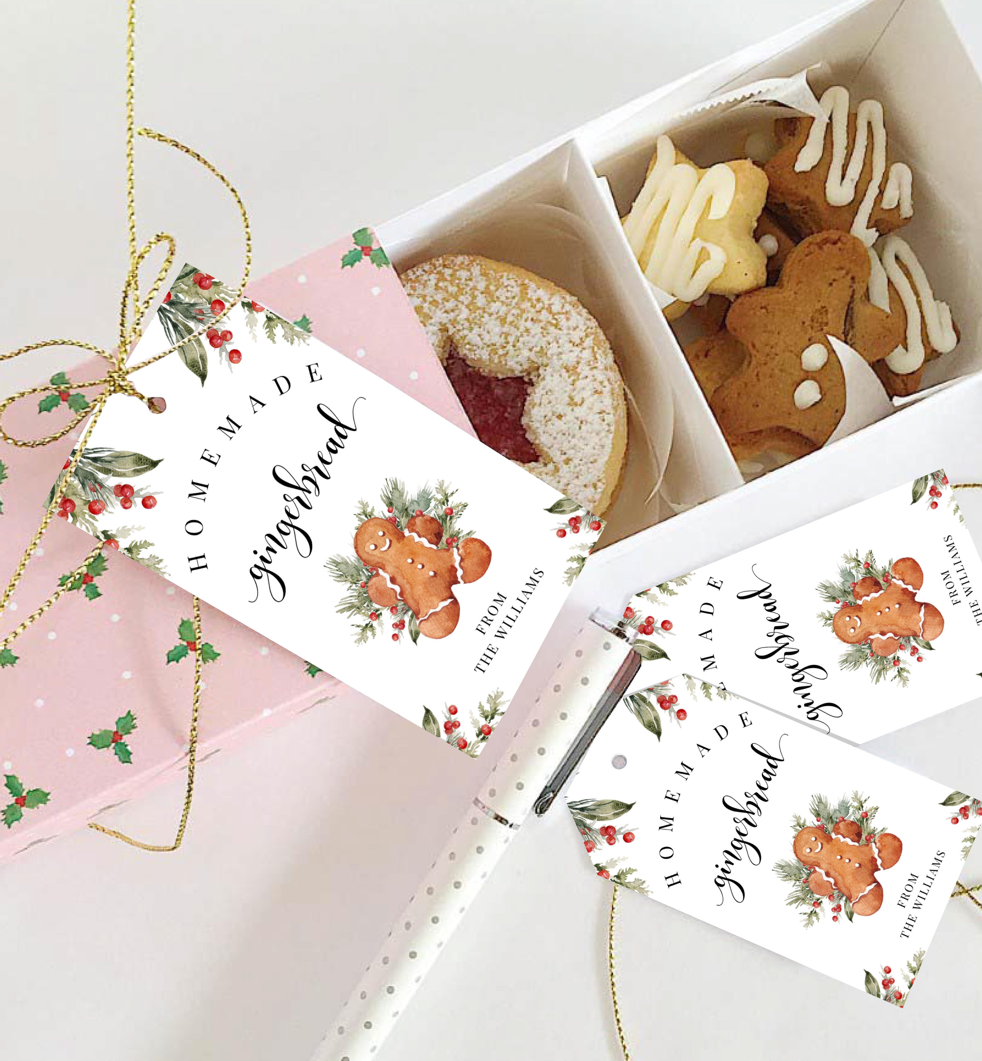 NUT-WHT-6-B2275 - NUTMEG NOEL - WHITE - CHRISTMAS HANDMADE GINGERBREAD TAG design preview