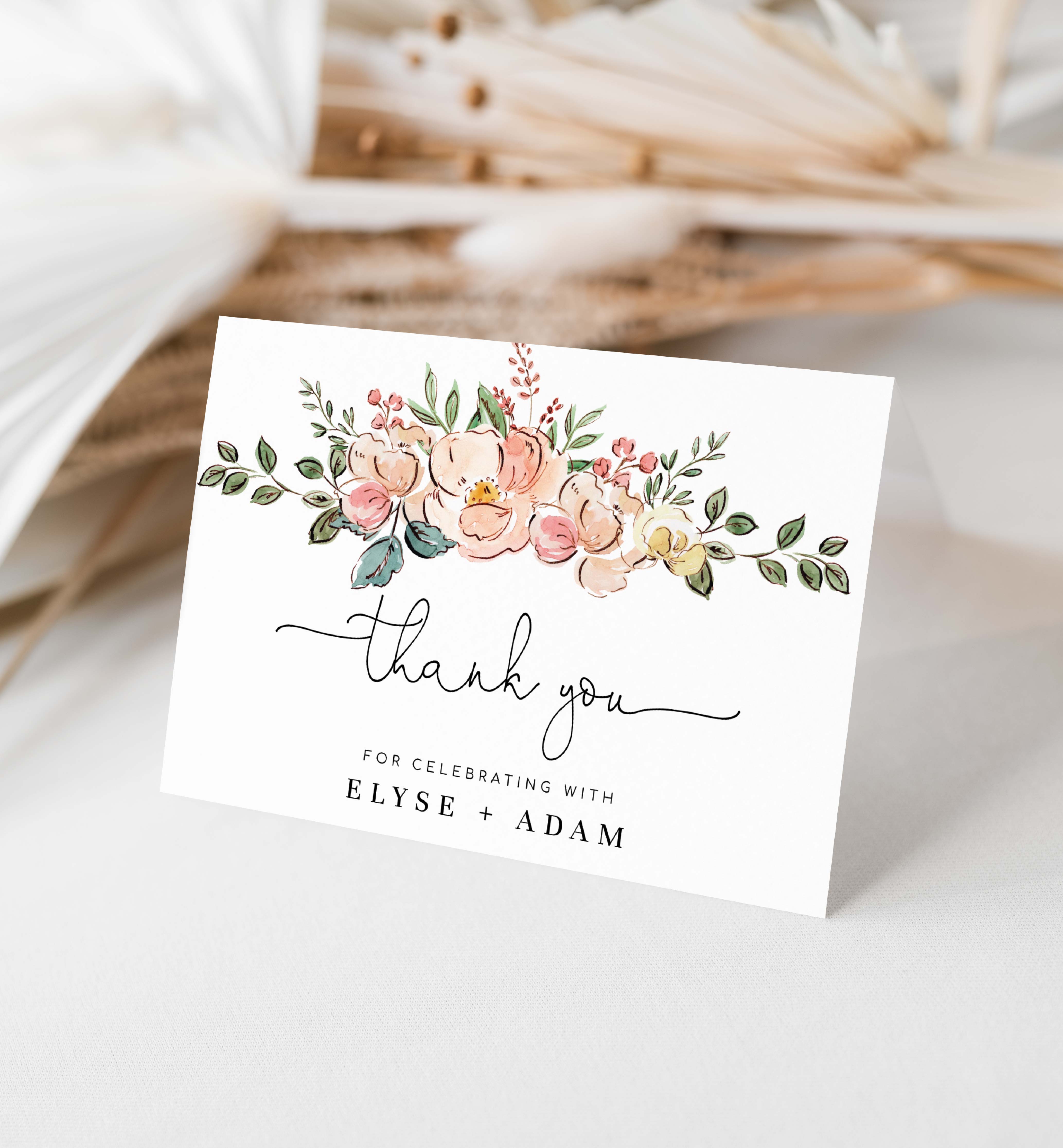 CAM-MLT-8-B1161 - CAMBRIDGE FLORAL - MULTI - THANK YOU CARD design preview