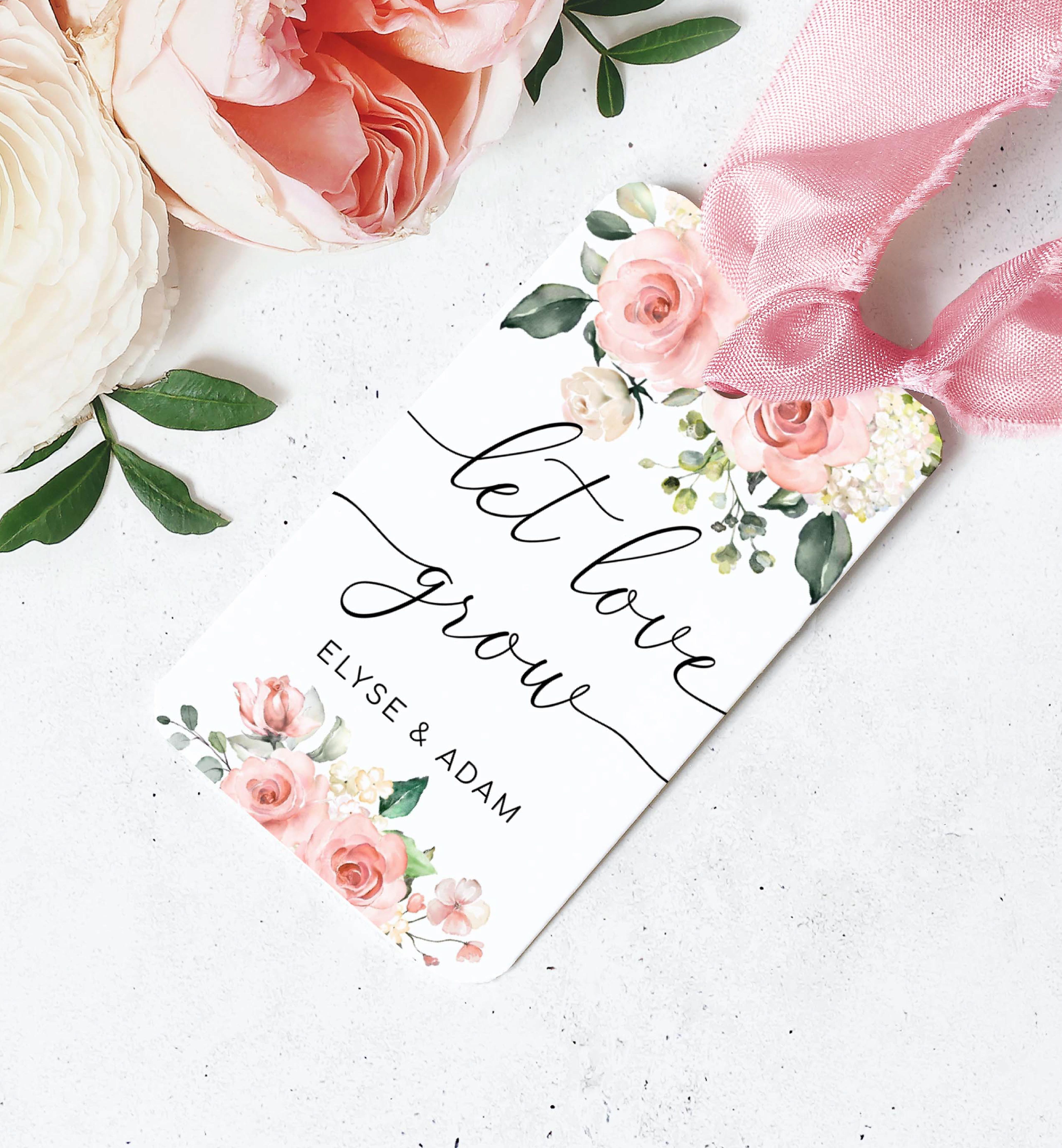 DAR-PNK-6-B1336 - DARCY FLORAL - PINK - LET LOVE GROW FAVOUR TAG design preview