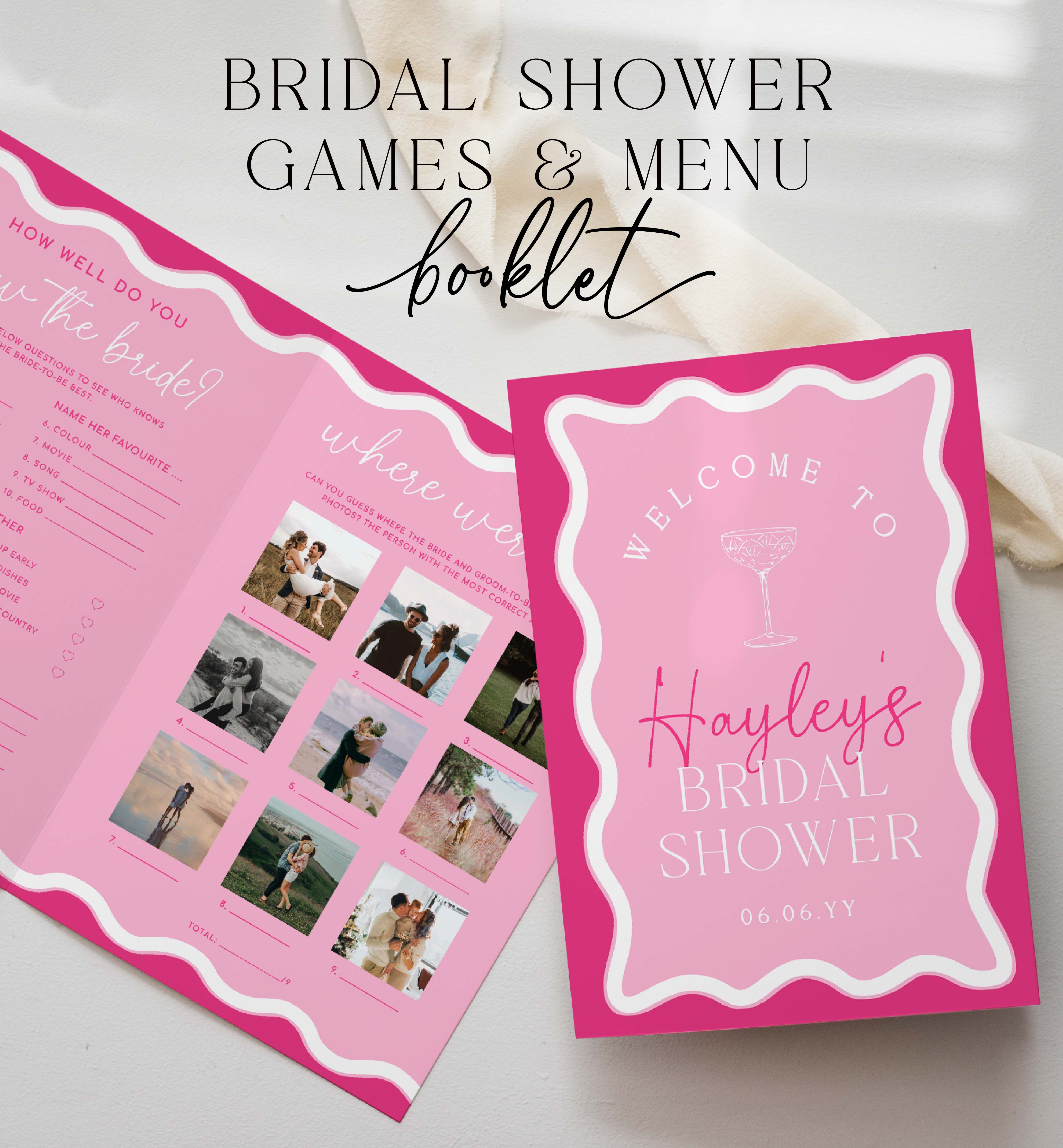 WAV-HPK-10-B3091 - WAVE - HOT PINK - BRIDAL SHOWER GAME BOOKLET design preview