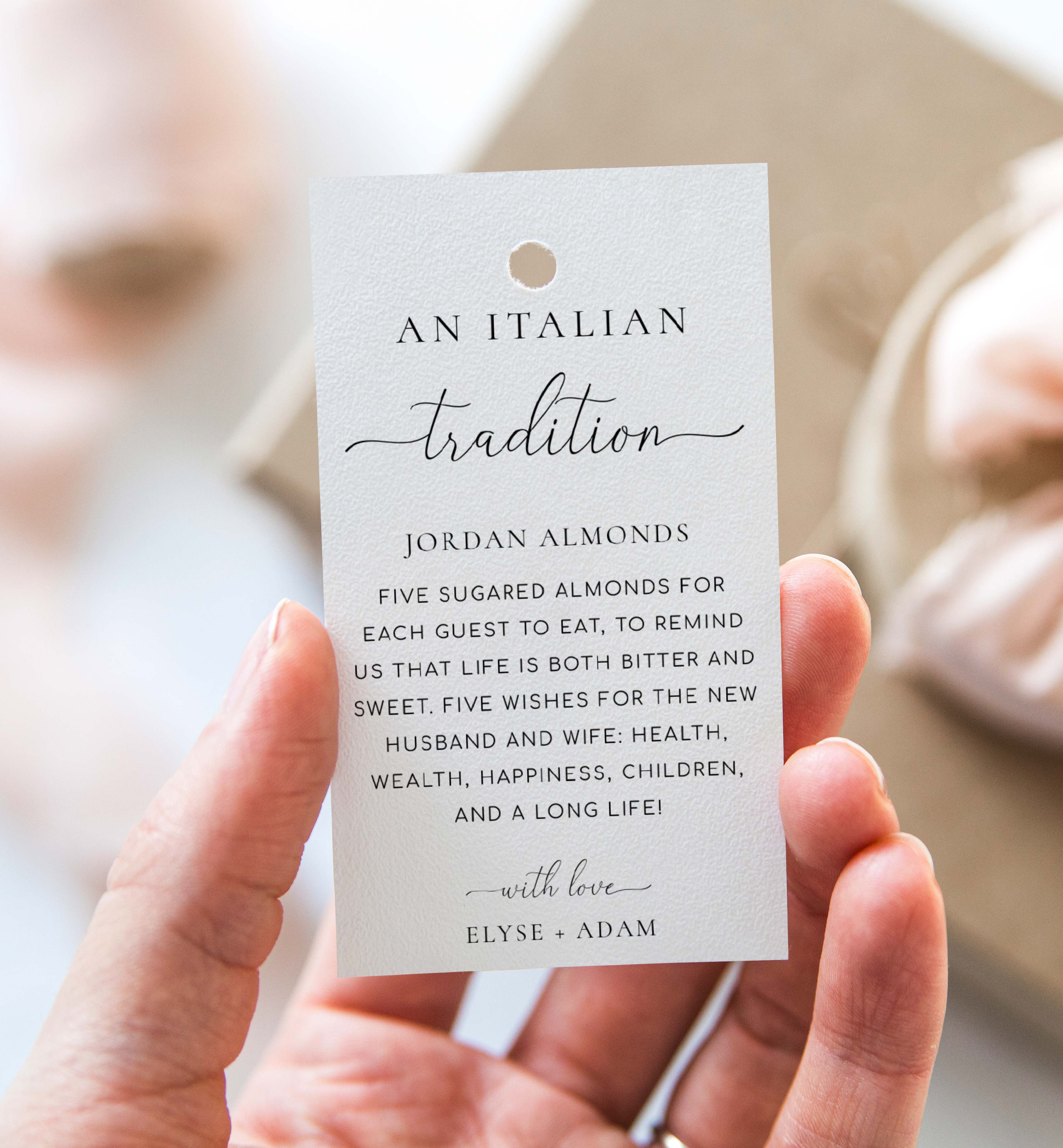 QSC-WHT-6-B3259 - QUINN SCRIPT - WHITE - ITALIAN TRADITION TAG design preview