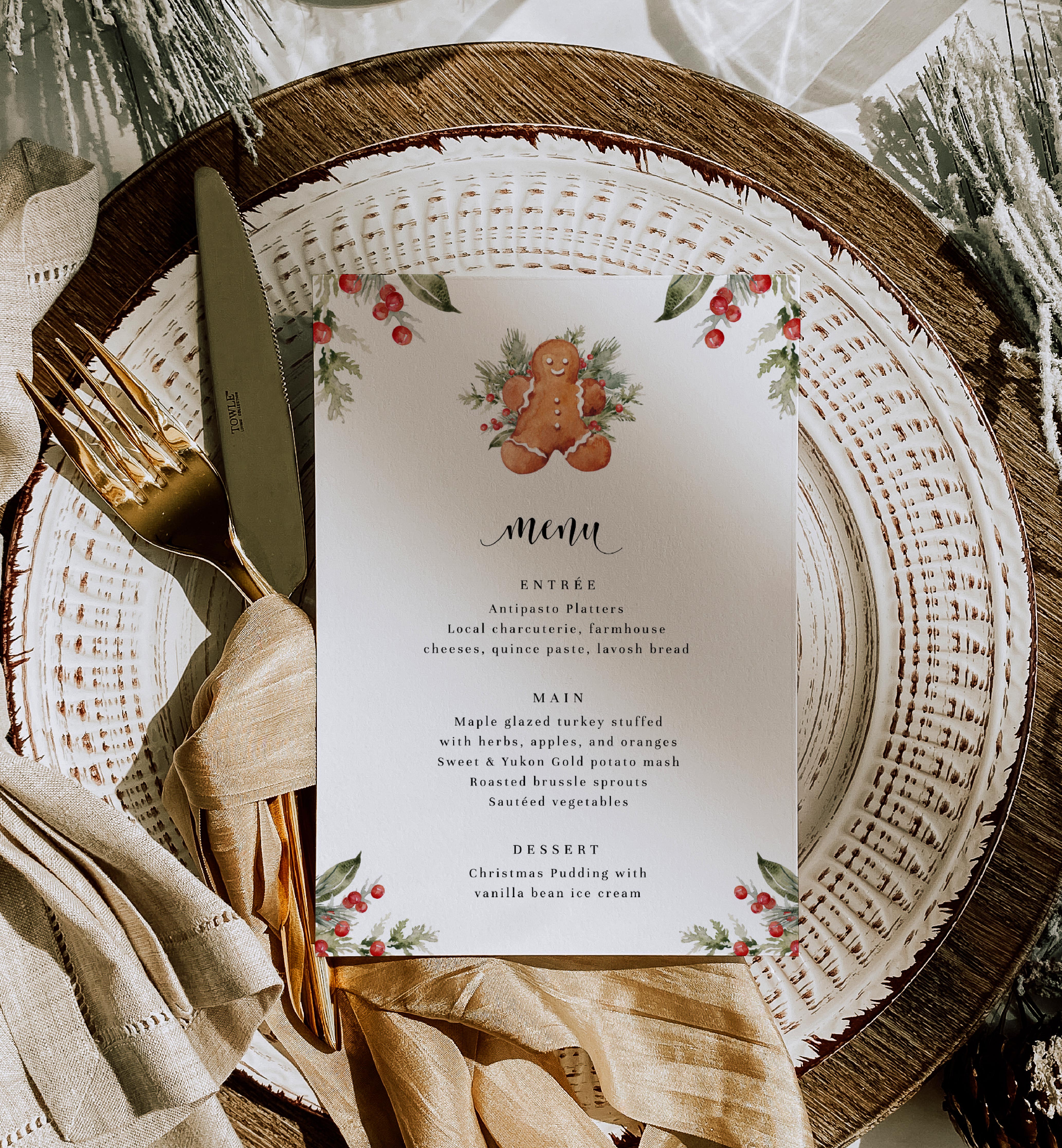 NUT-WHT-12-B1771 - NUTMEG NOEL - GINGERBREAD - WHITE - MENU design preview