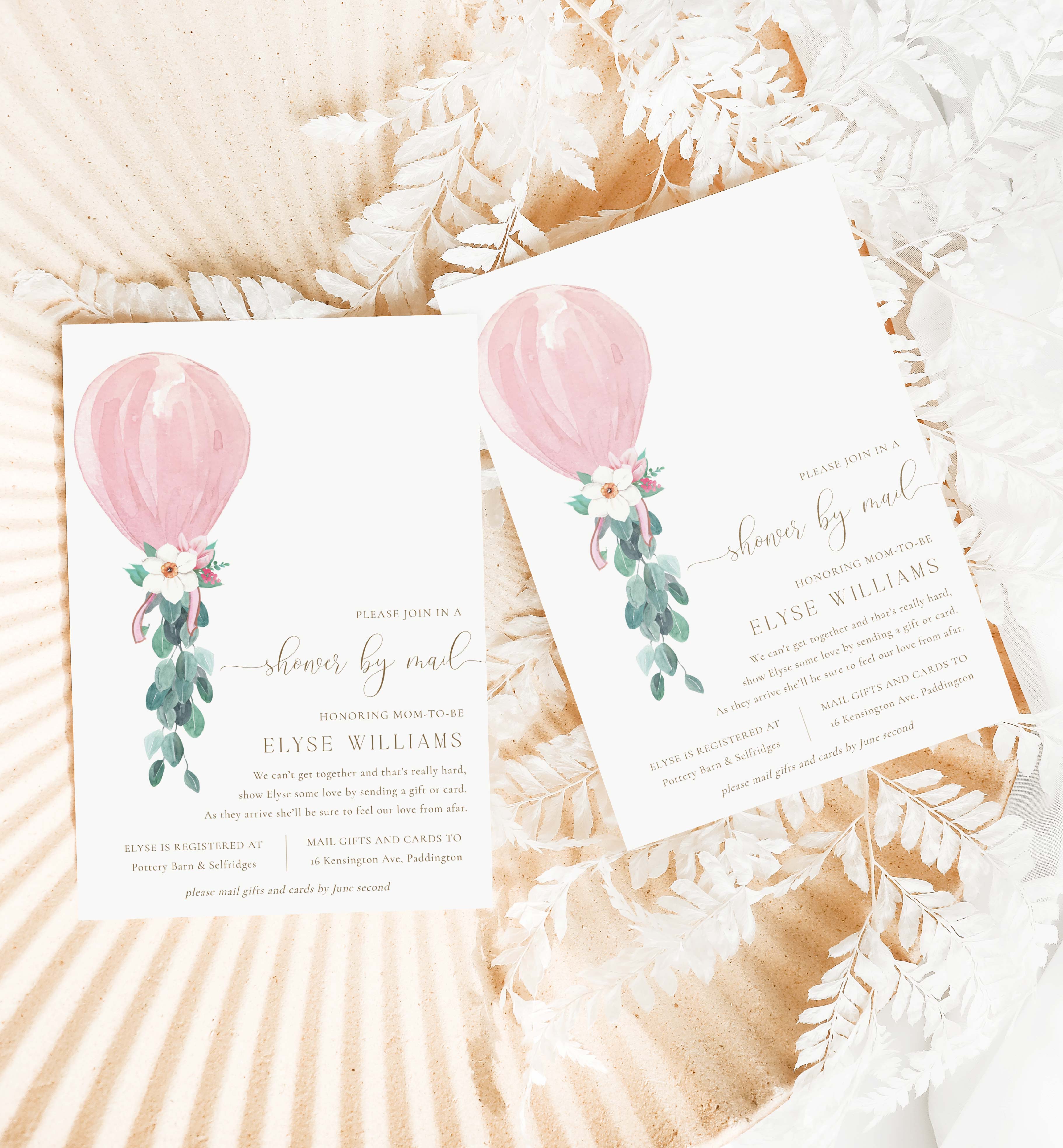 DAF-PNK-1-B670 - DARLINGTON FLORAL - PINK - BABY SHOWER BY MAIL INVITATION design preview
