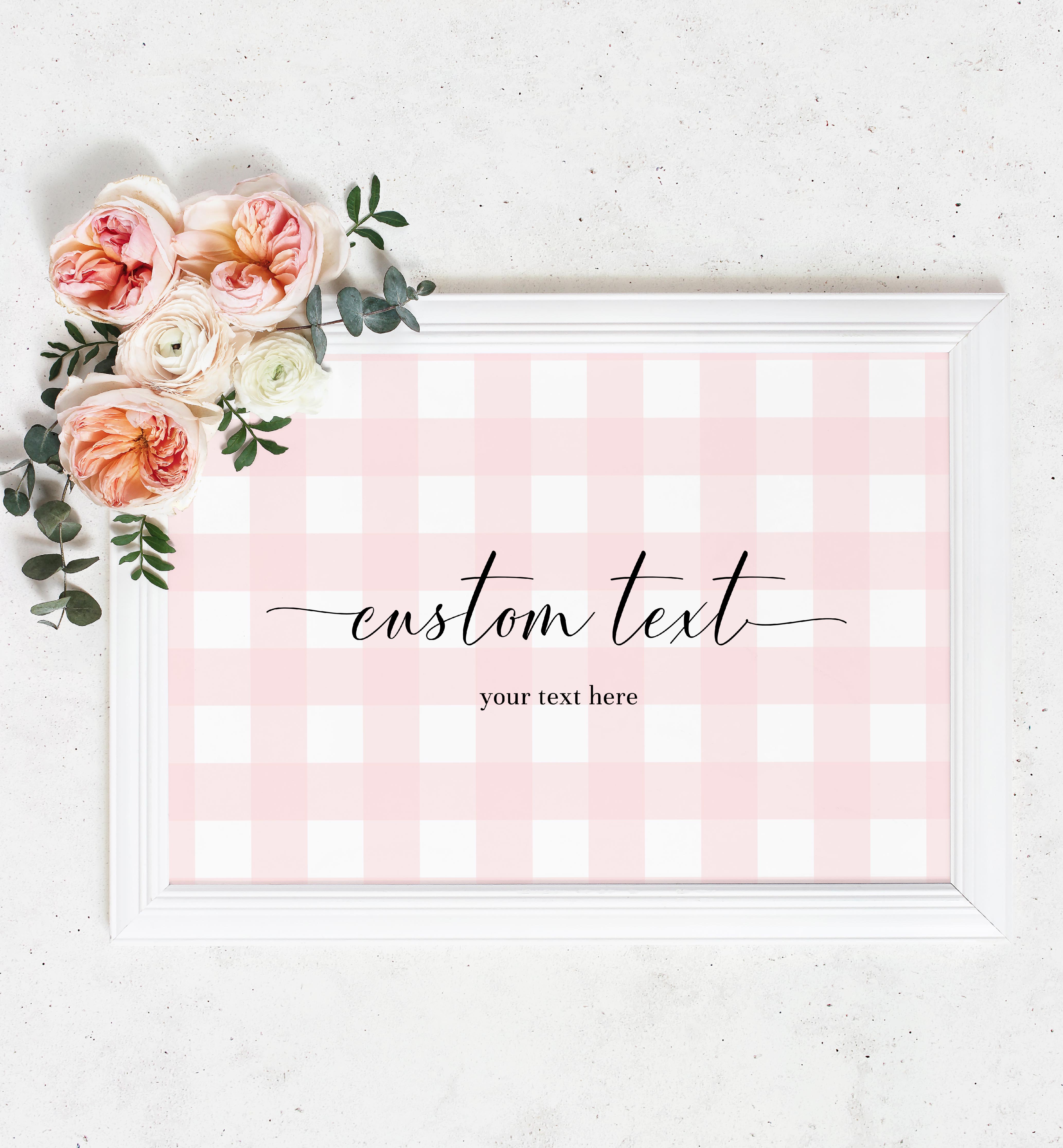 GIN-PNK-7-B504 - GINGHAM - PINK - CUSTOM TEXT SIGN design preview