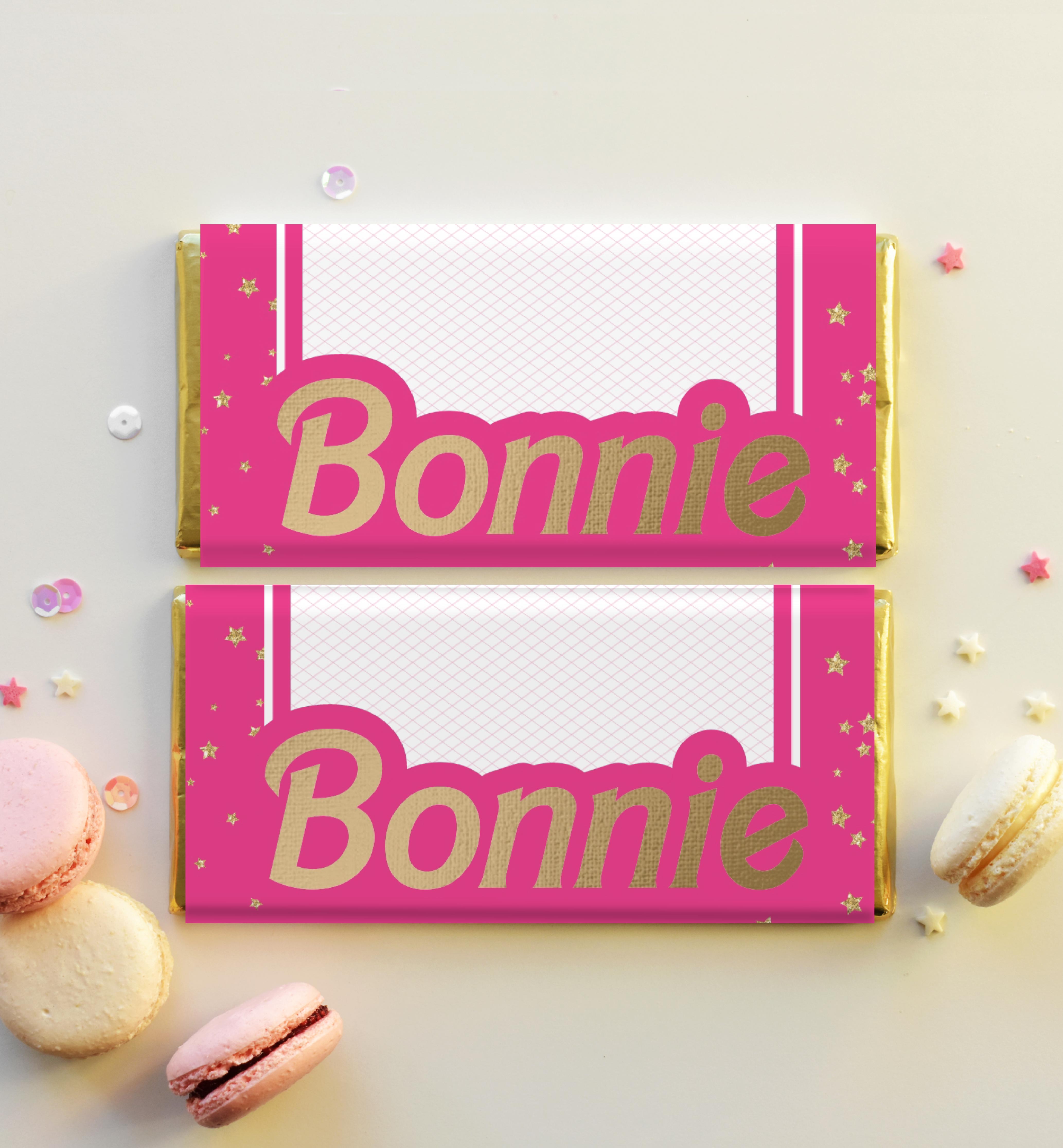 BAR-HPK-6-B1487 - BARBIE PARTY - HOT PINK GOLD - CHOCOLATE WRAPPER design preview