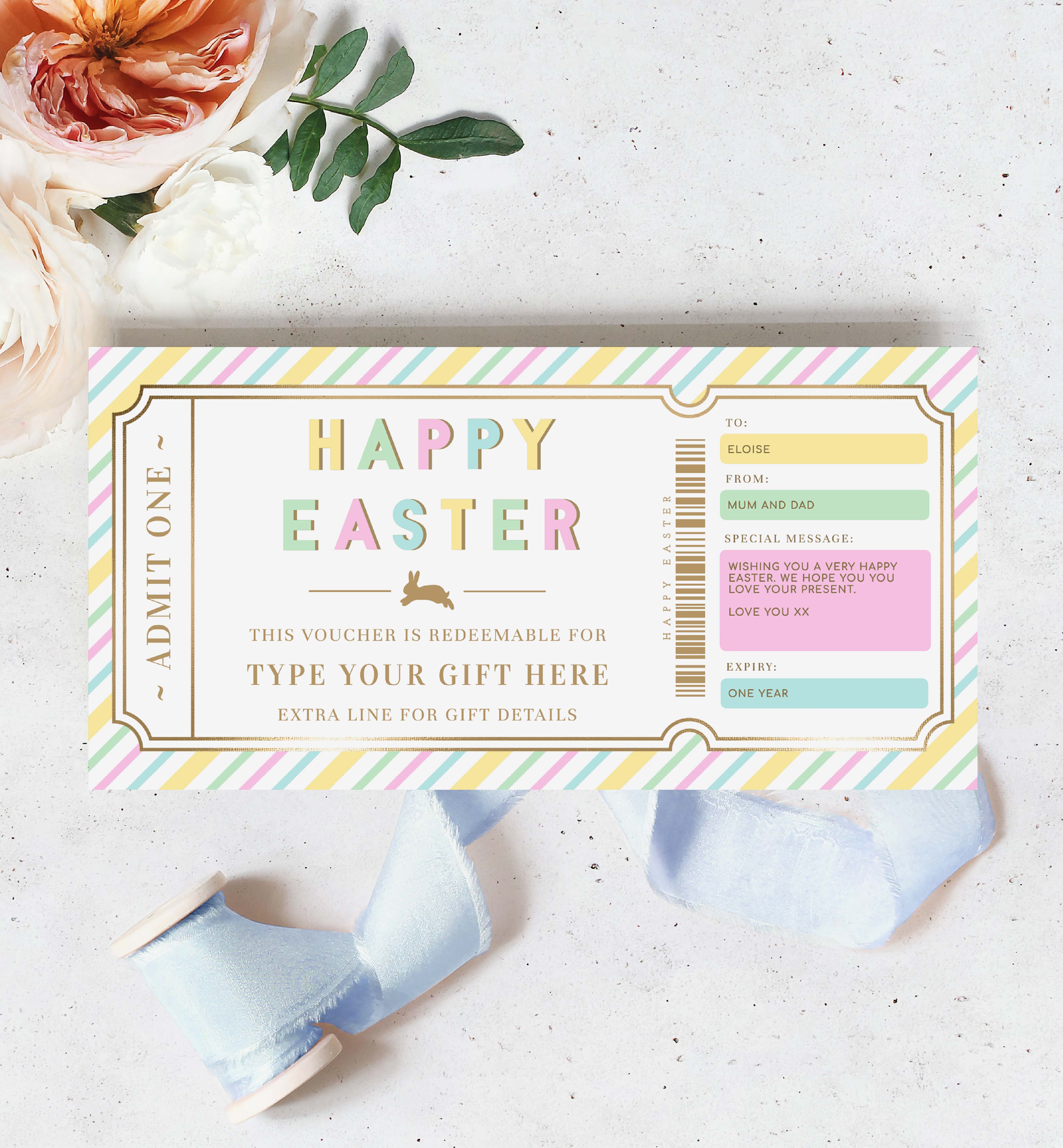 STR-PMT-14-B2610 - STRIPE - PASTEL MULTI - EASTER GIFT CERTIFICATE design preview