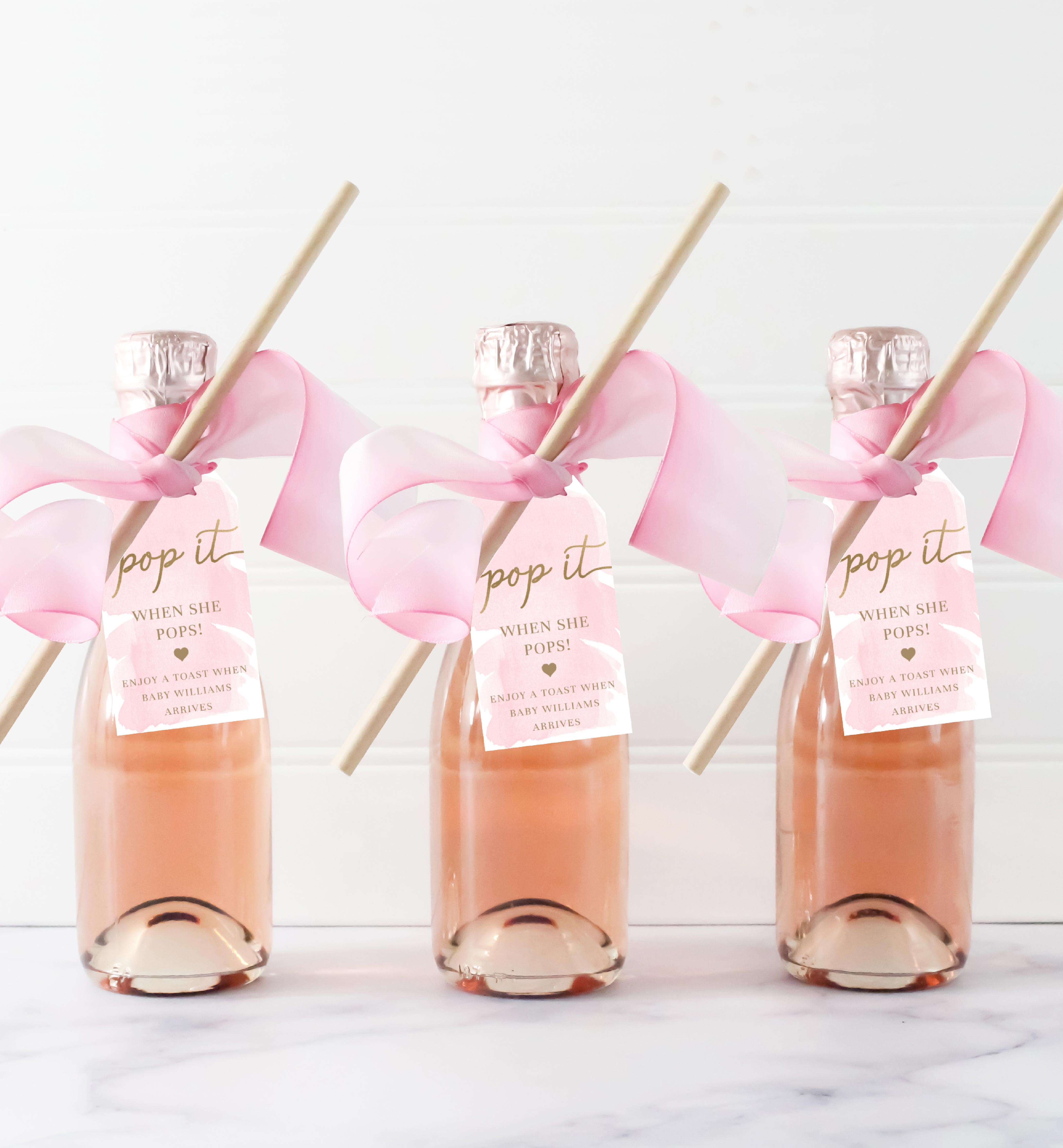 WAT-PNK-6-B2081 - WATERCOLOUR PINK - GOLD - POP IT TAG design preview