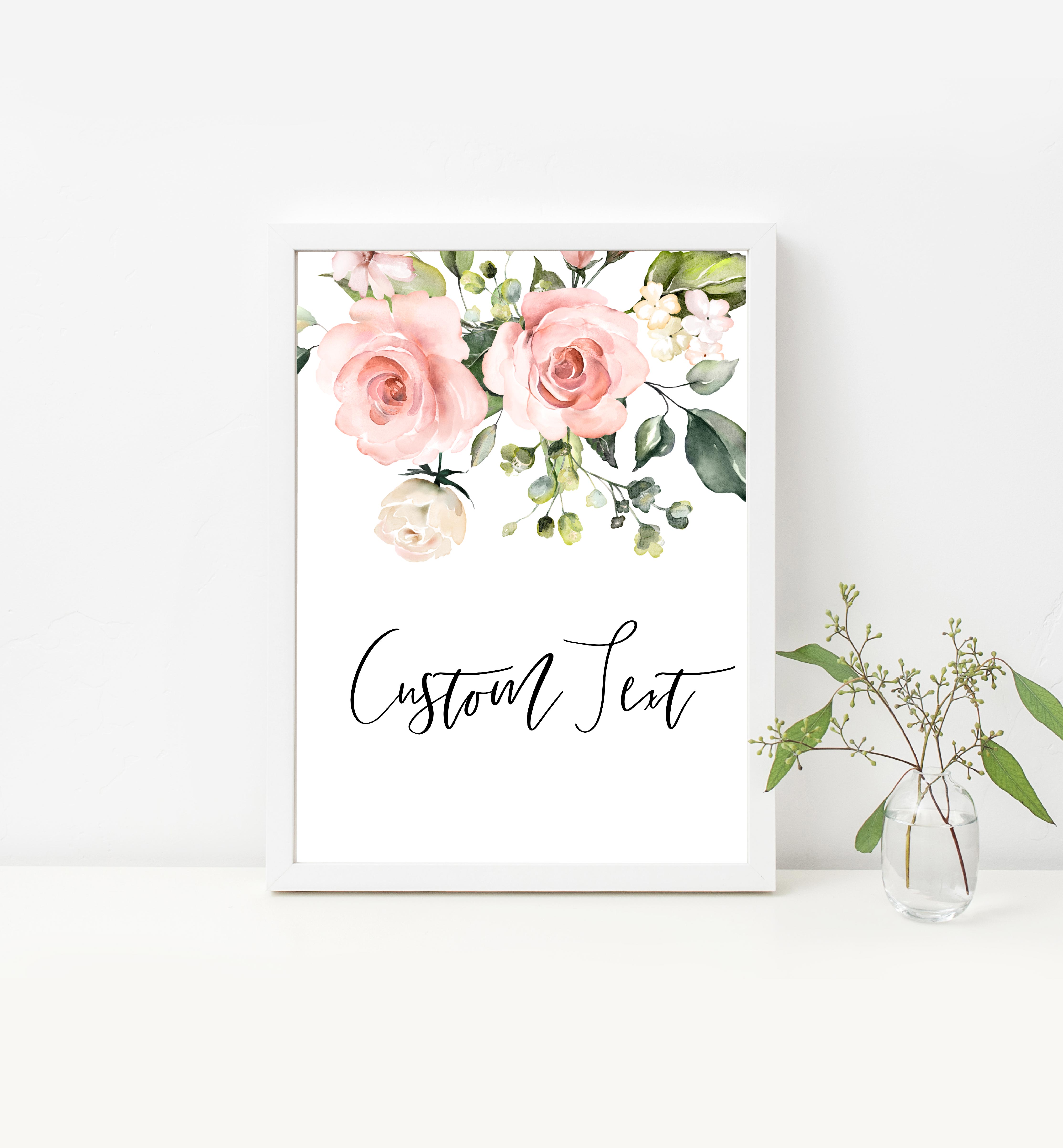 DAR-PNK-7-B013-DARCY FLORAL PINK - CUSTOM TEXT SIGN - PORTRAIT design preview