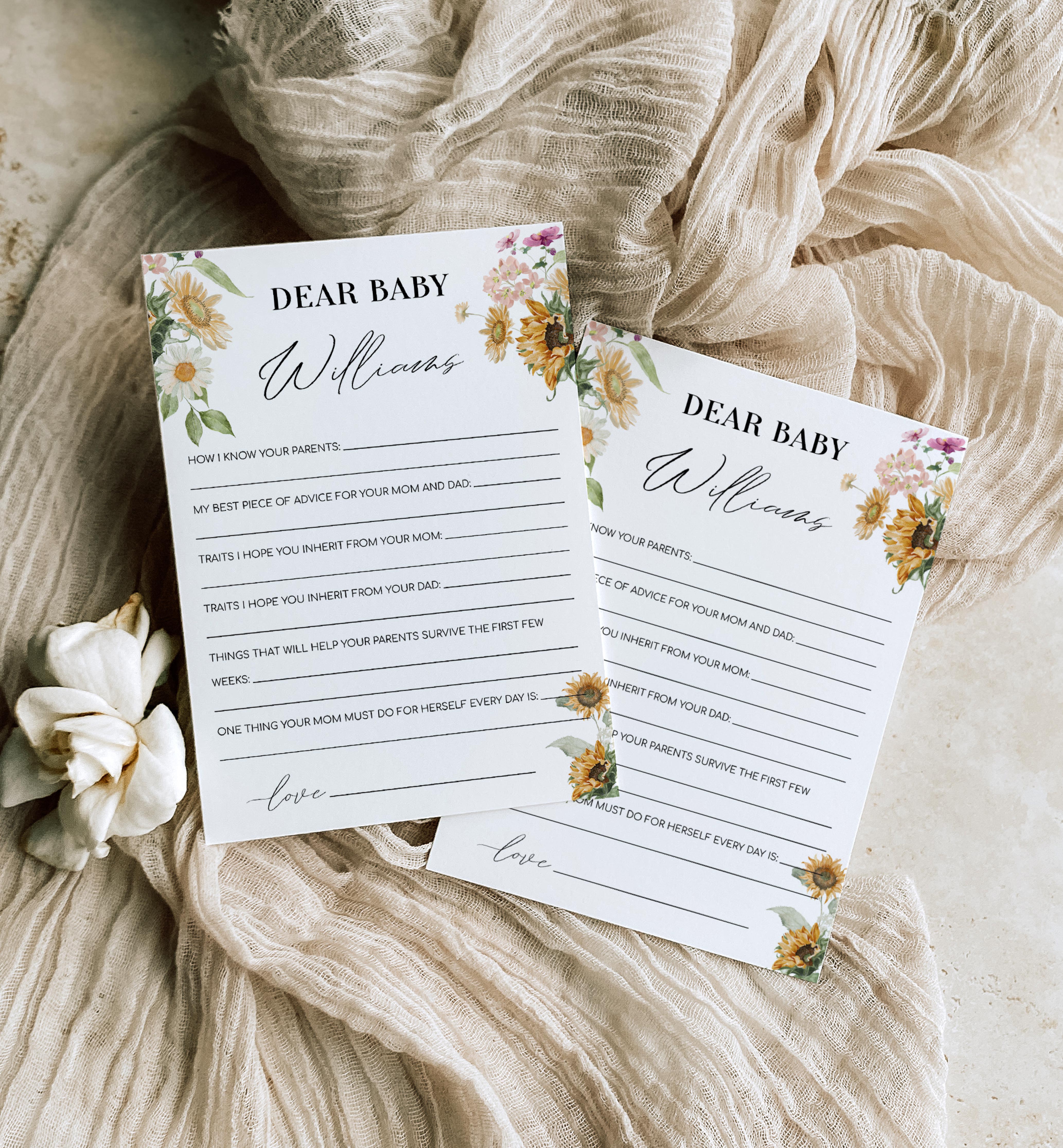 MEW-WHT-10-B2279 - MEWS FLORAL - WHITE - DEAR BABY GAME design preview