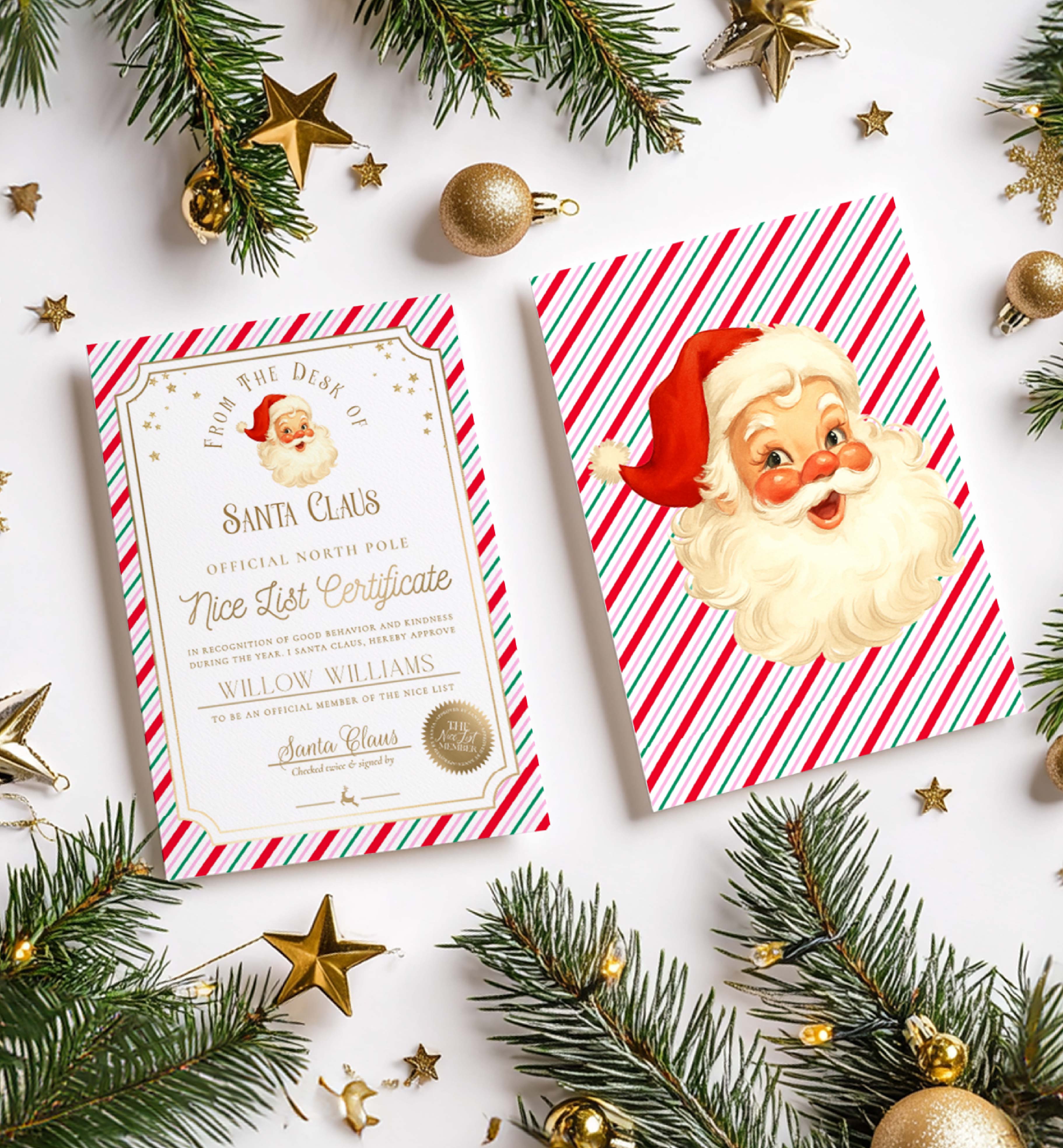 SAW-PMT-24-B3726 - STRIPE - PINK MULTI - SANTA NICE LIST CERTIFICATE design preview