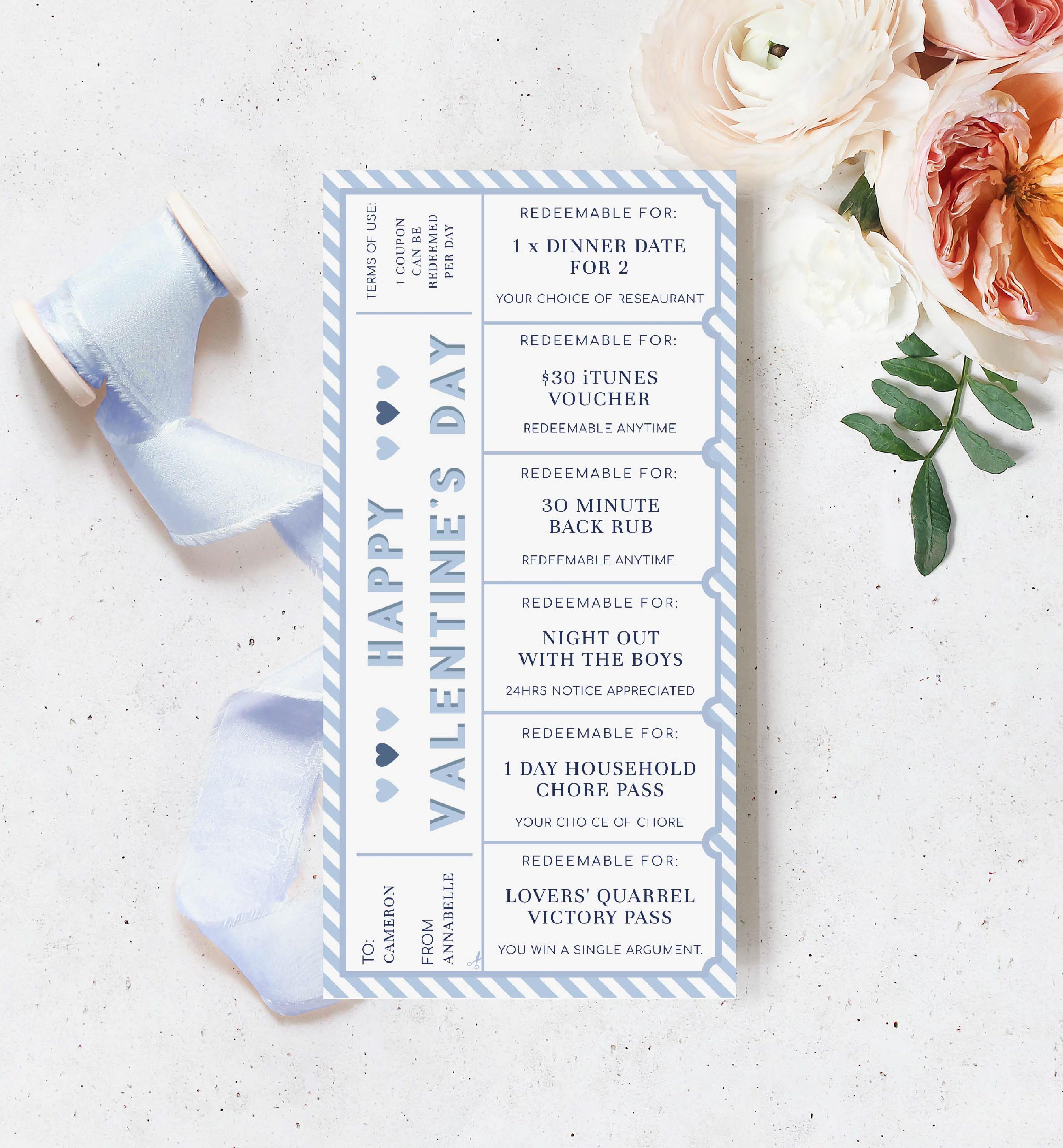 STR-BLU-14-B1823 - STRIPE - BLUE - VALENTINE'S DAY LOVE COUPONS CERTIFICATE design preview