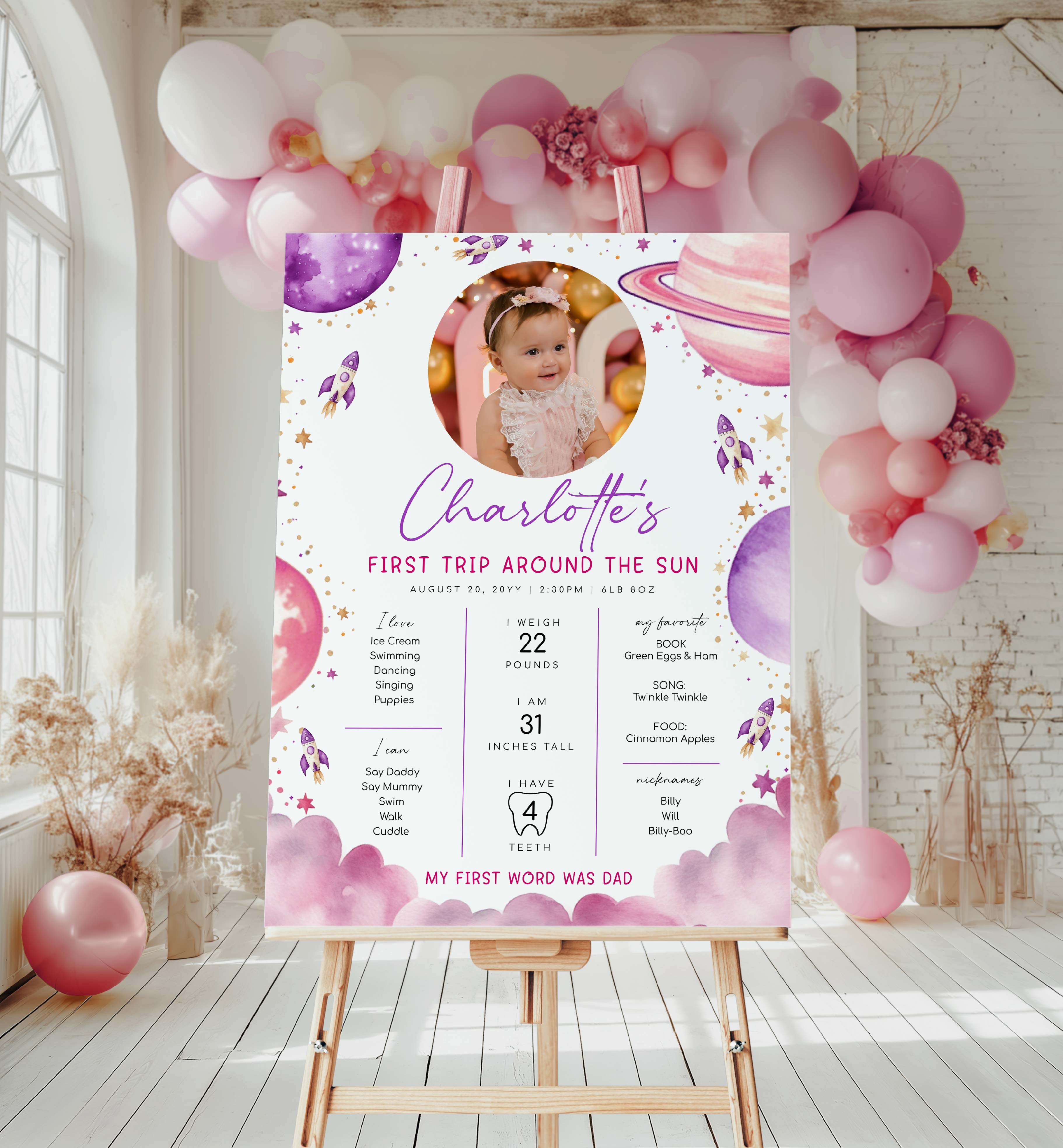 SPA-PUR-7-B3249 - SPACE - PURPLE - MILESTONE SIGN design preview
