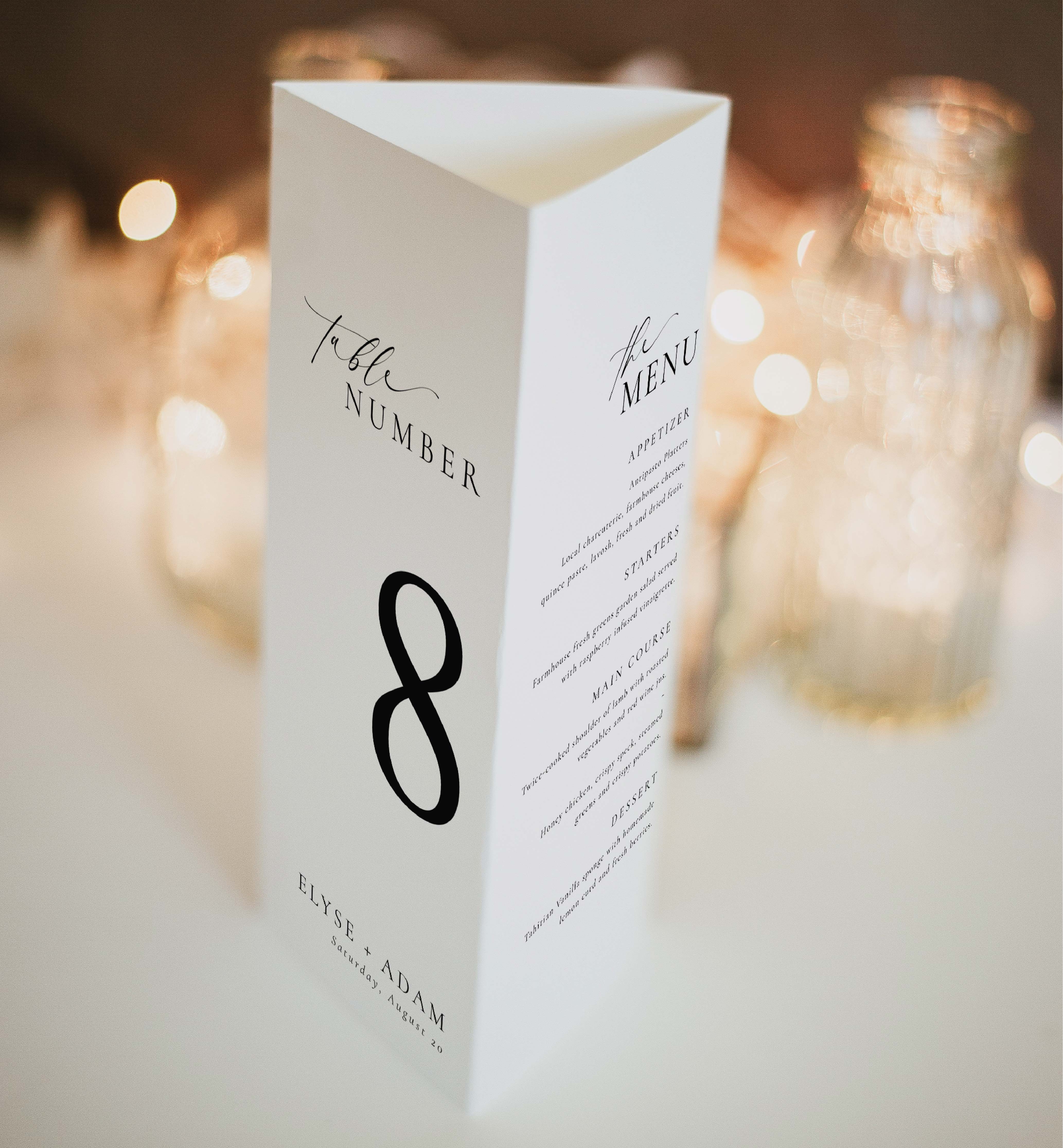 ELE-WHT-12-B2683 - ELLESMERE - WHITE - TRI-FOLD MENU TABLE NUMBER design preview