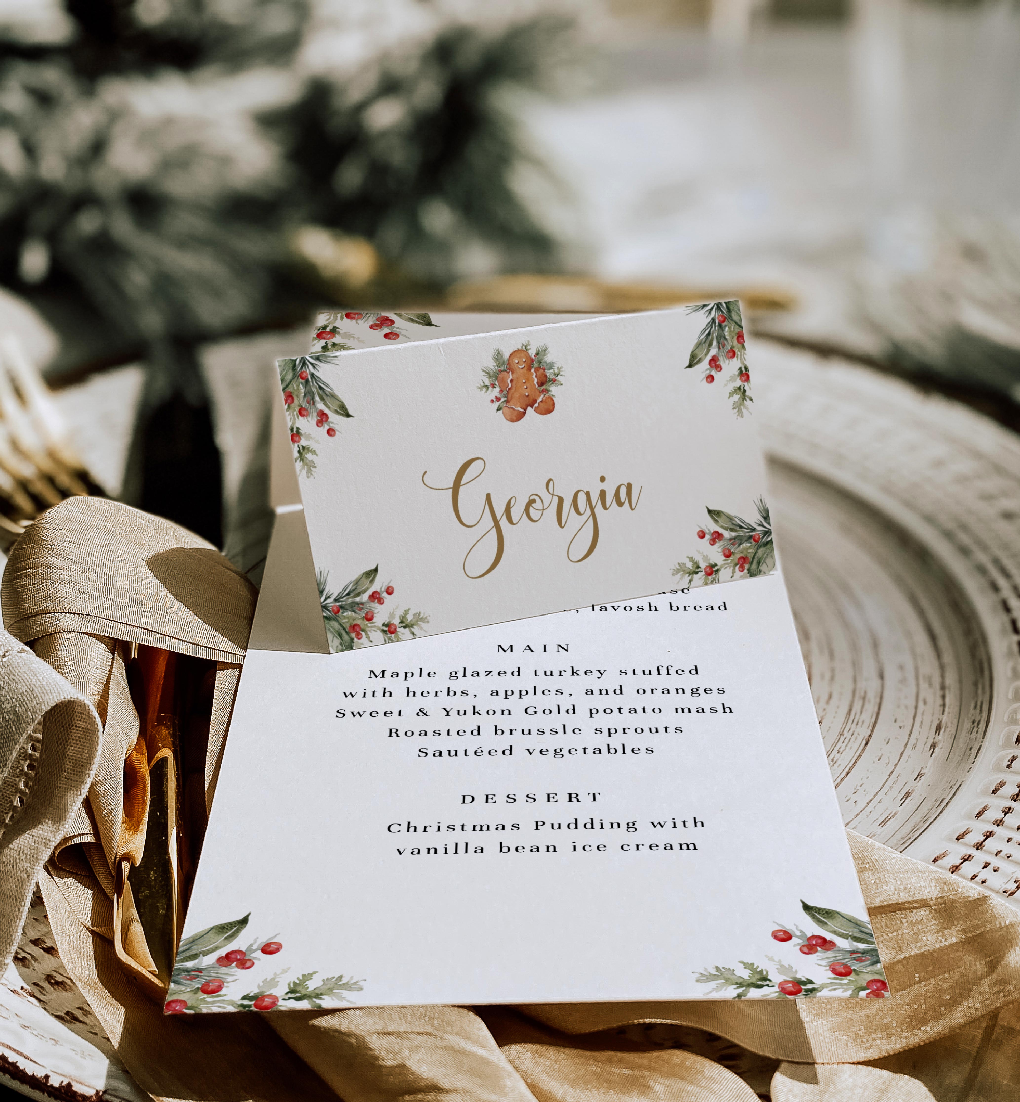 NUT-WHT-5-B2366 - NUTMEG NOEL - WHITE - CHRISTMAS FLAT PLACE CARD BUNDLE design preview
