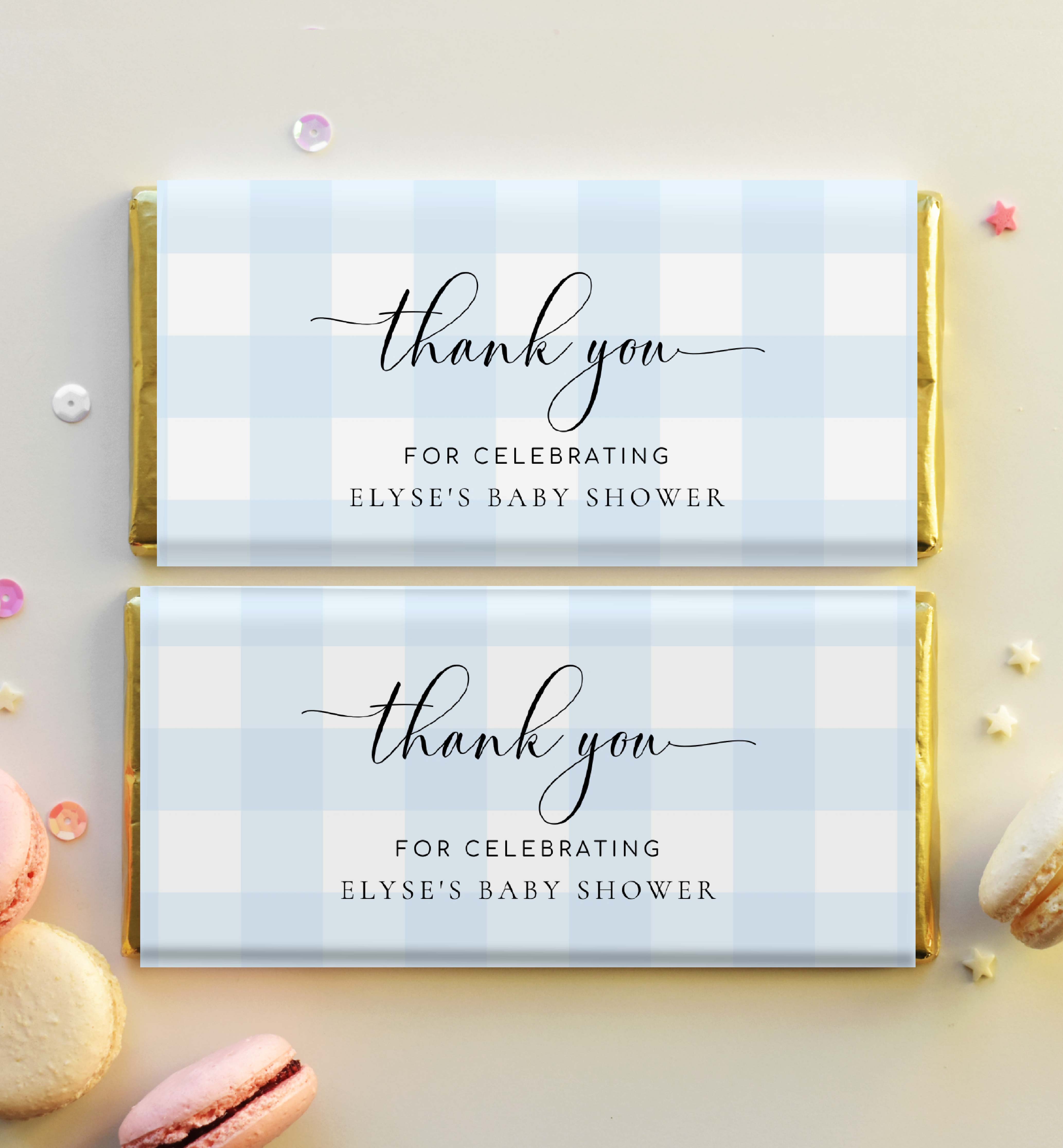 GIN-BLU-6-B3042 - GINGHAM - BLUE - CHOCOLATE WRAPPER design preview