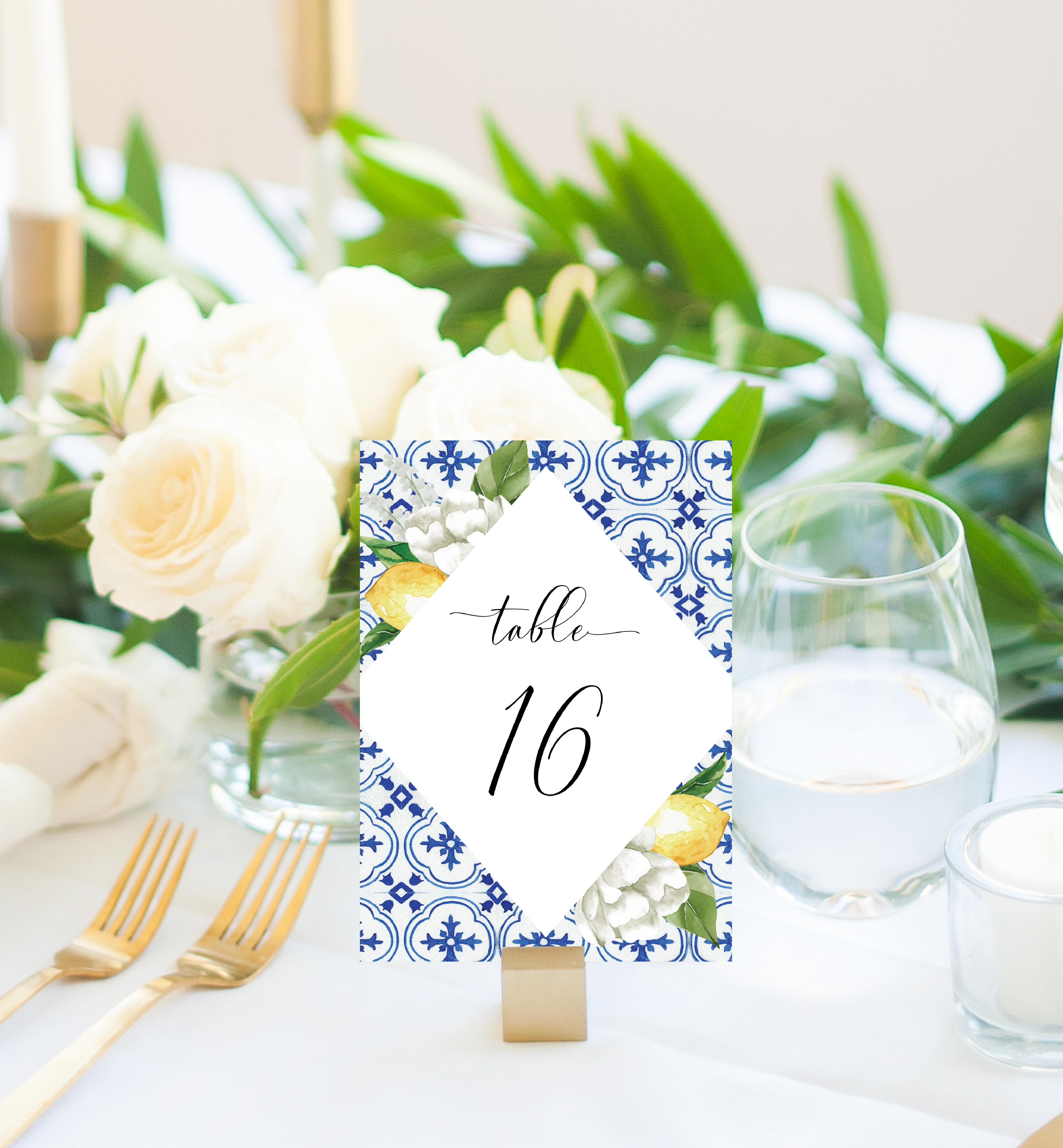 MED-BLU-9-B531 - THE MED - LEMONS - TABLE NUMBERS design preview