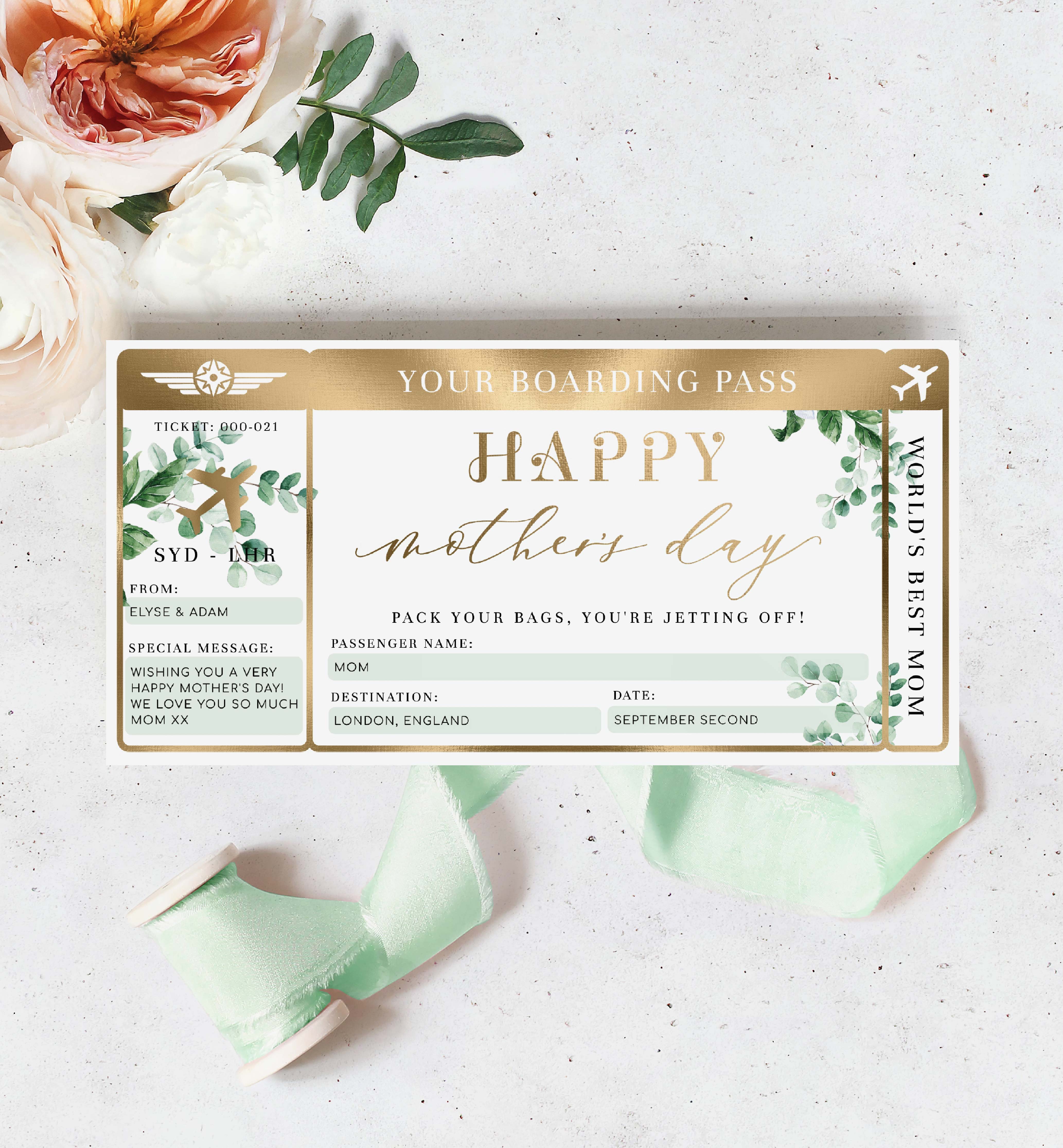 FER-GRE-14-B2627 - FERRAS - GREEN - MOTHER'S DAY BOARDING PASS design preview