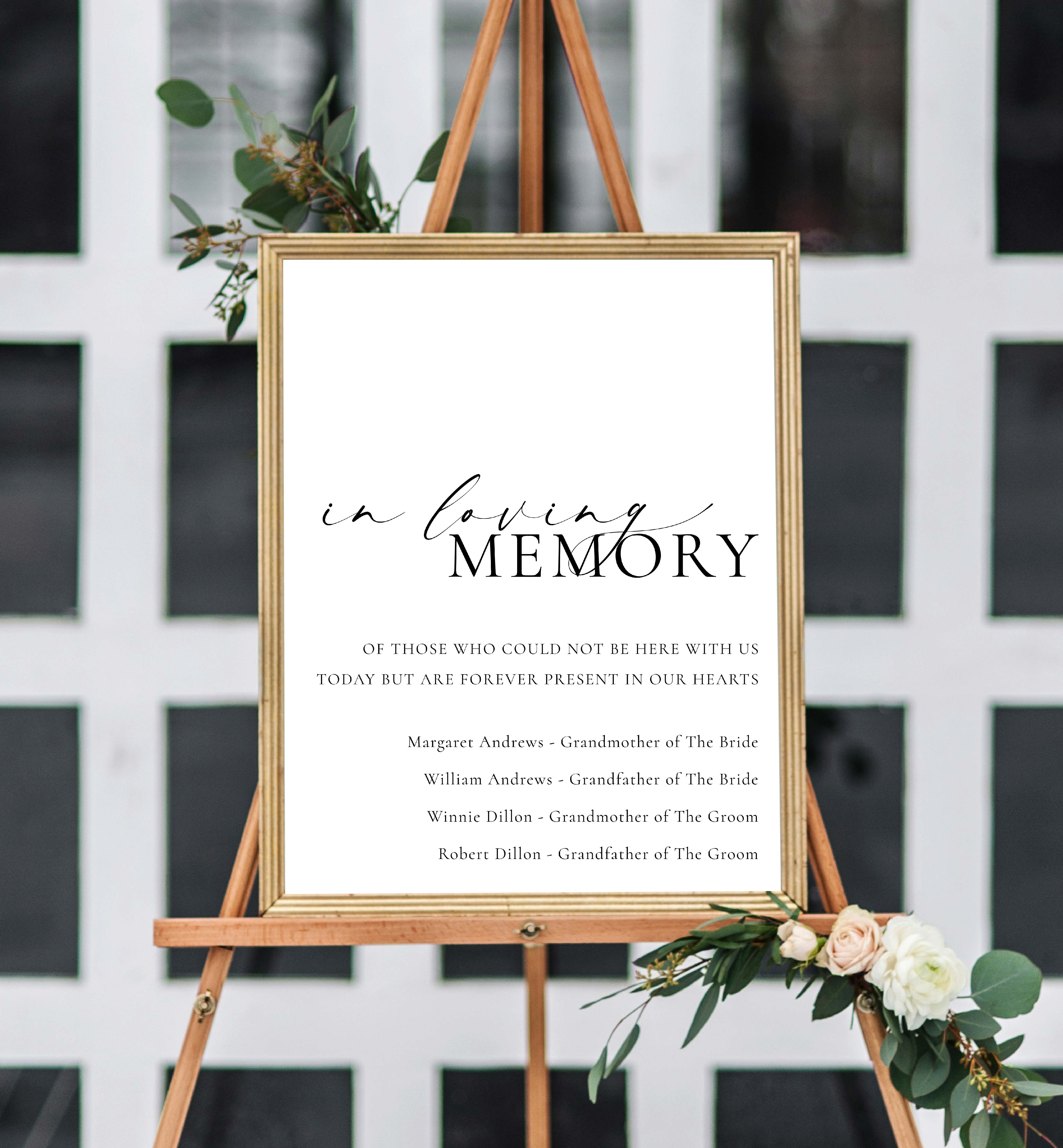 ELE-WHT-7-B2921 - ELLESMERE - WHITE - IN LOVING MEMORY SIGN design preview