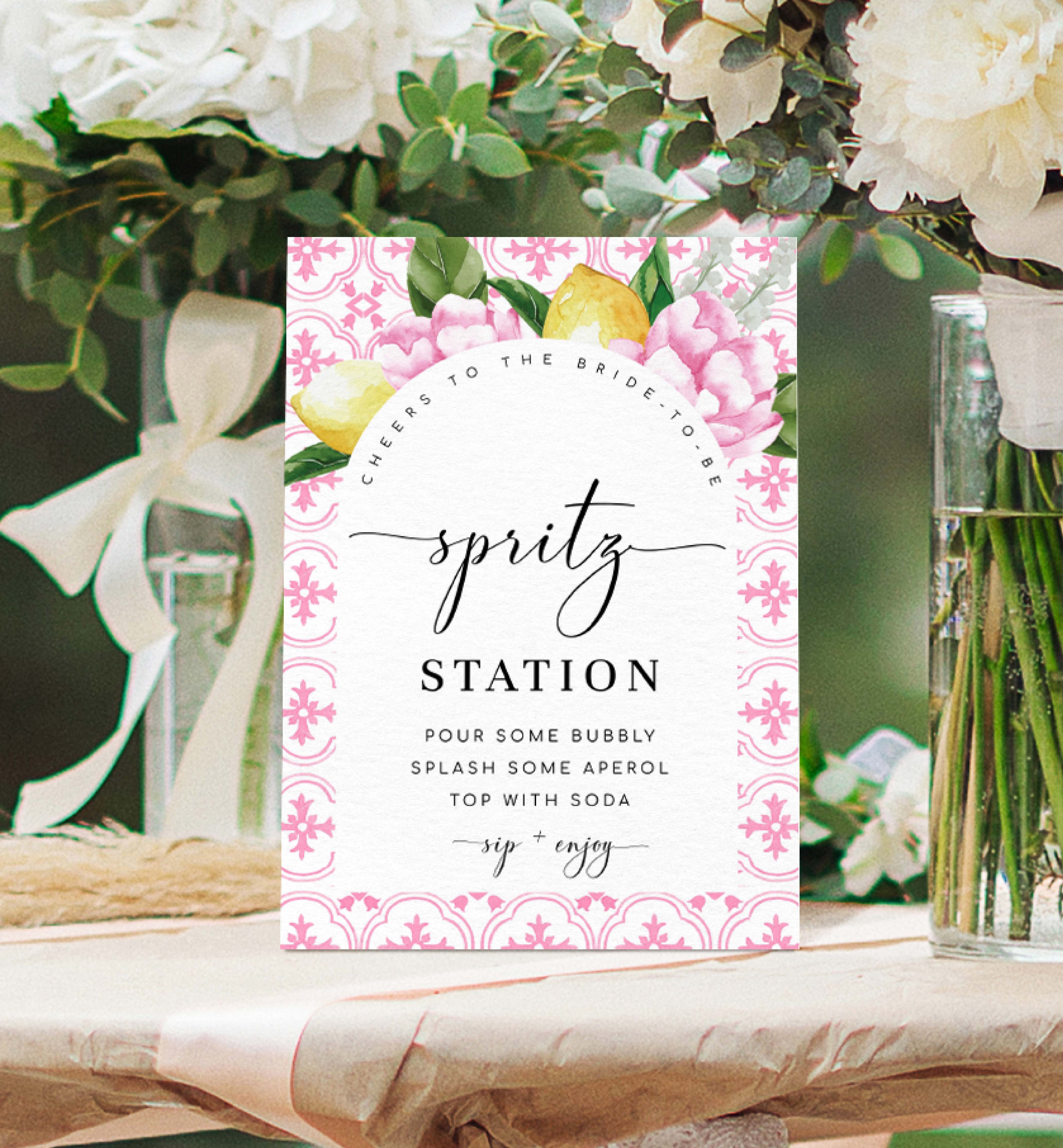 MED-PNK-7-B2670 - THE MED - PINK LEMONS - SPRITZ STATION SIGN - ARCH design preview