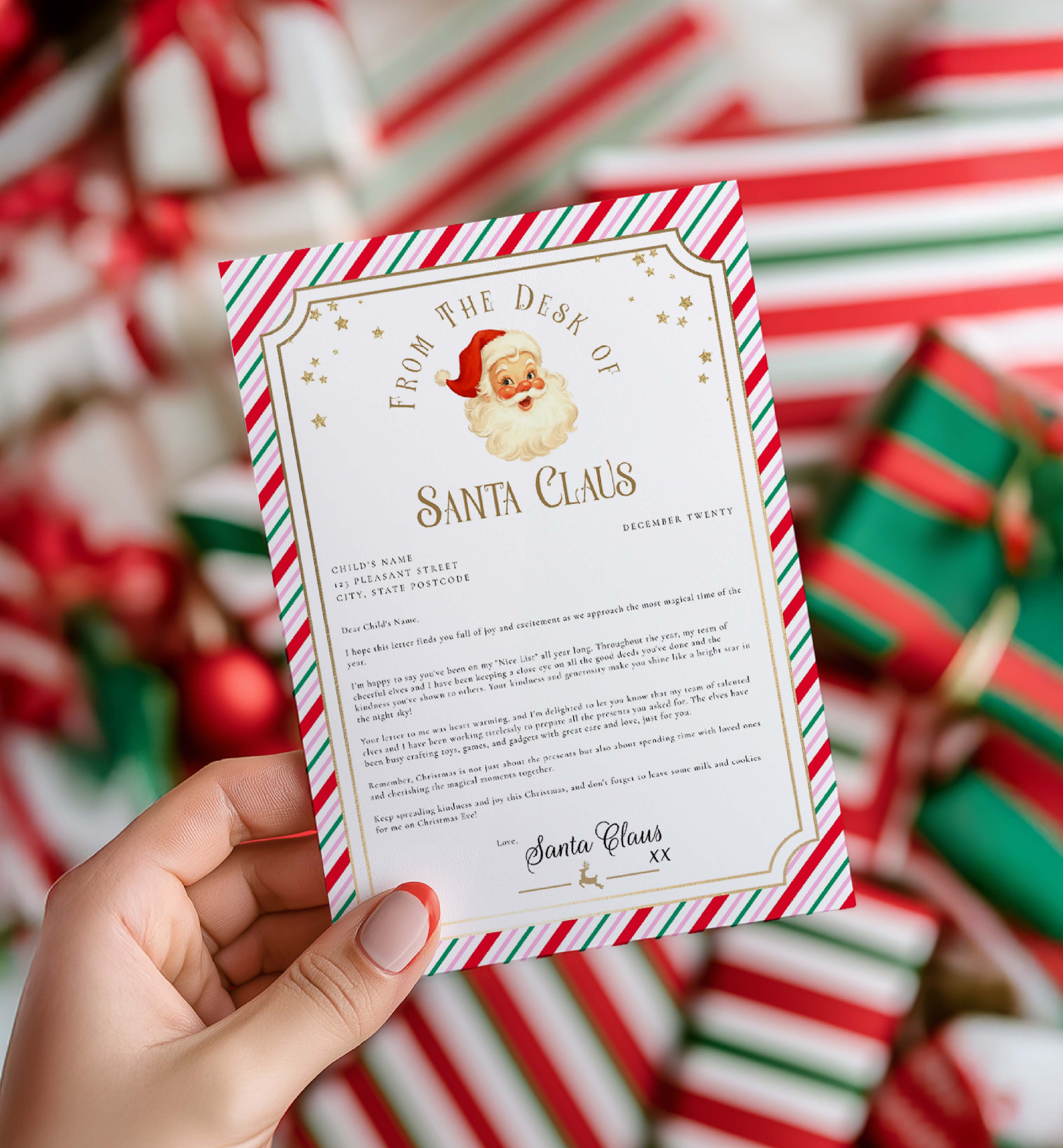 SAW-PMT-24-B3722 - SANTAS WORKSHOP - PINK - LETTER FROM SANTA design preview