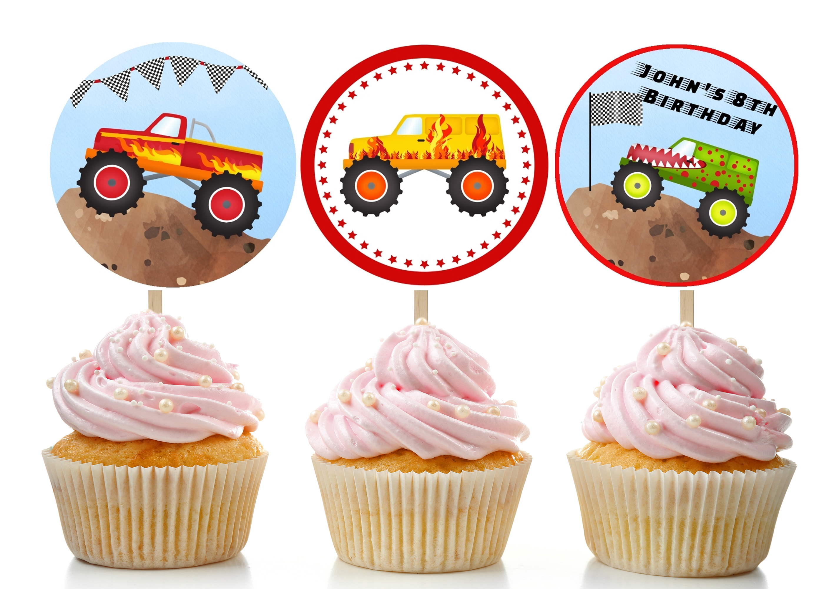Monster Truck Cupcake Toppers design preview