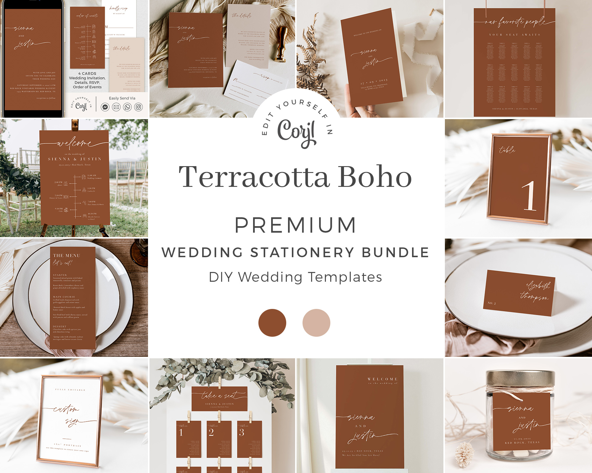 sienna-large-bundle-40-01 | Large Wedding stationery bundle design preview