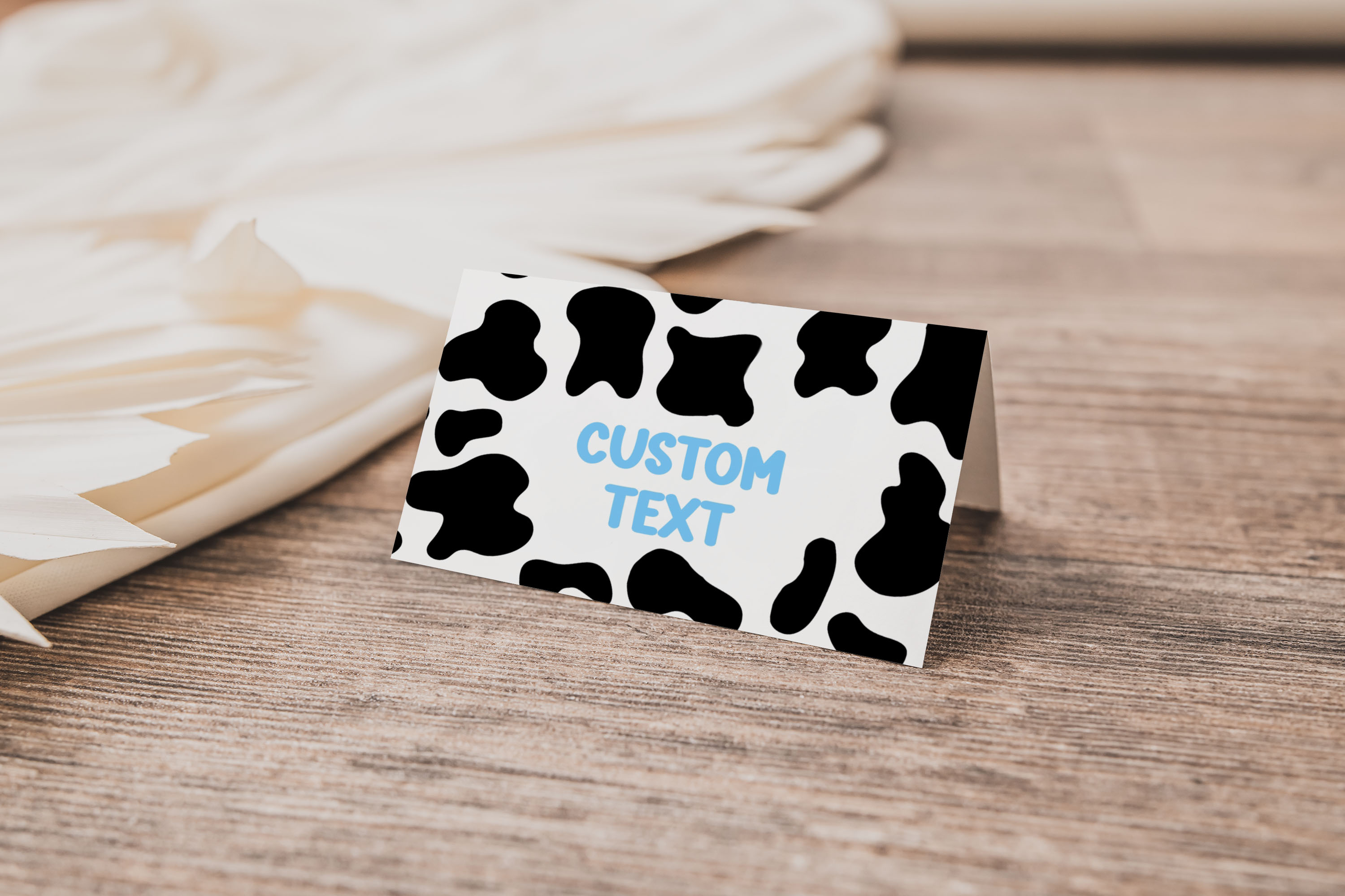 Cow Print Place Card 160c design preview
