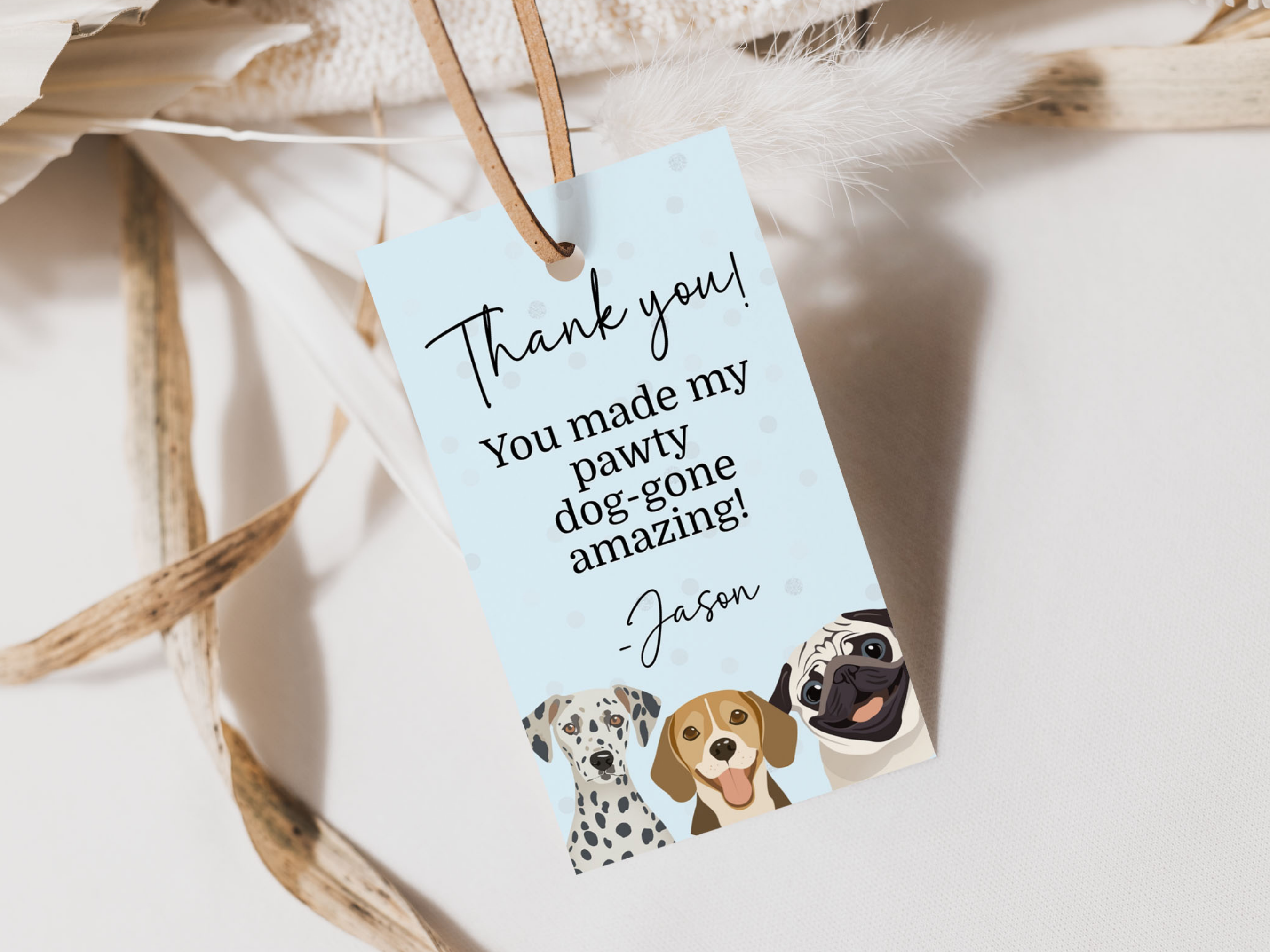 Let's Pawty Favor Tag 180g design preview