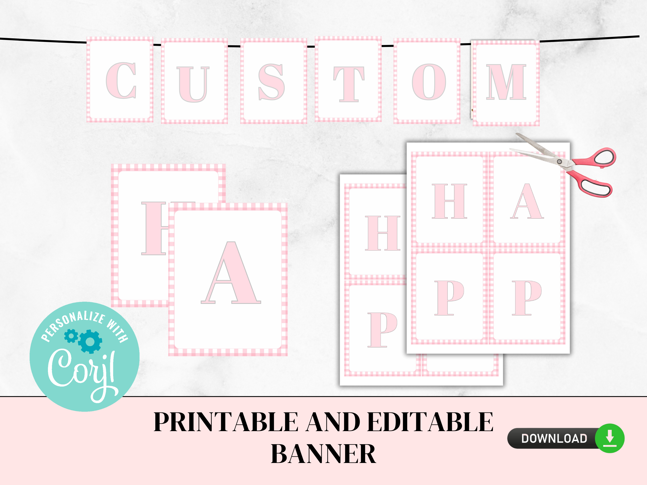 Pink Gingham Banner - 150a design preview