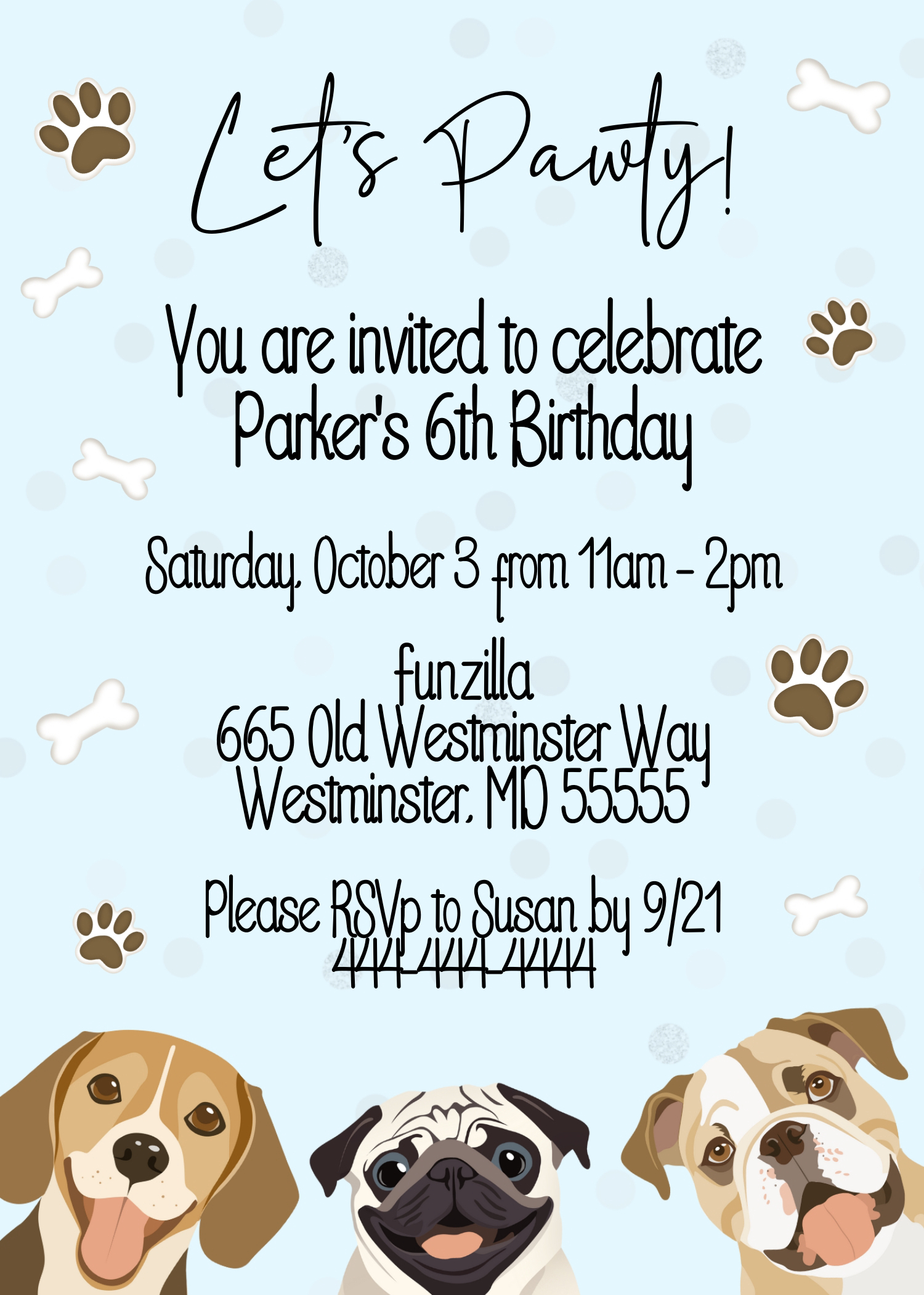 Let's Pawty Dog Invite - 180 design preview