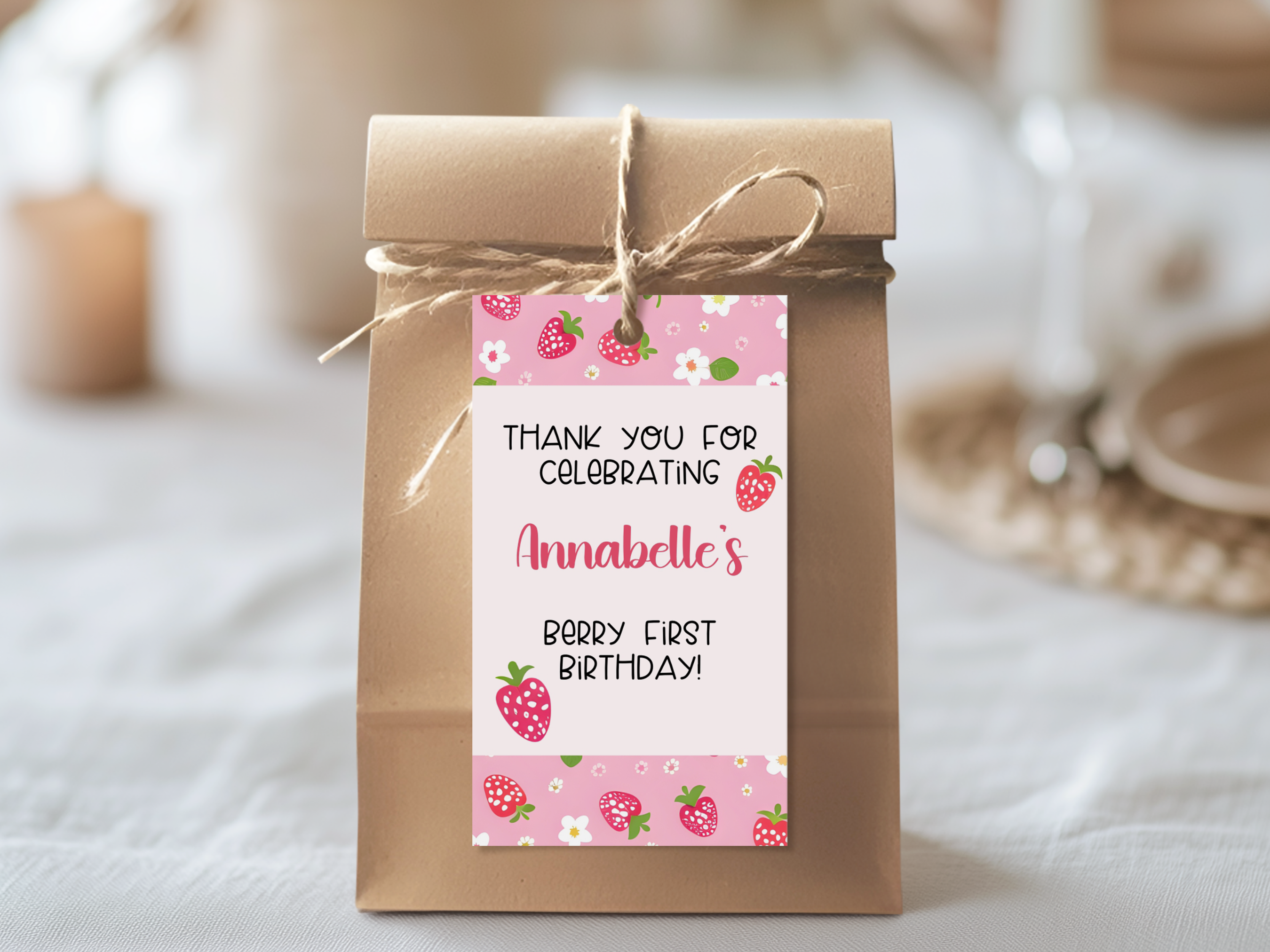 Berry First Birthday Favor Tag BF1 design preview
