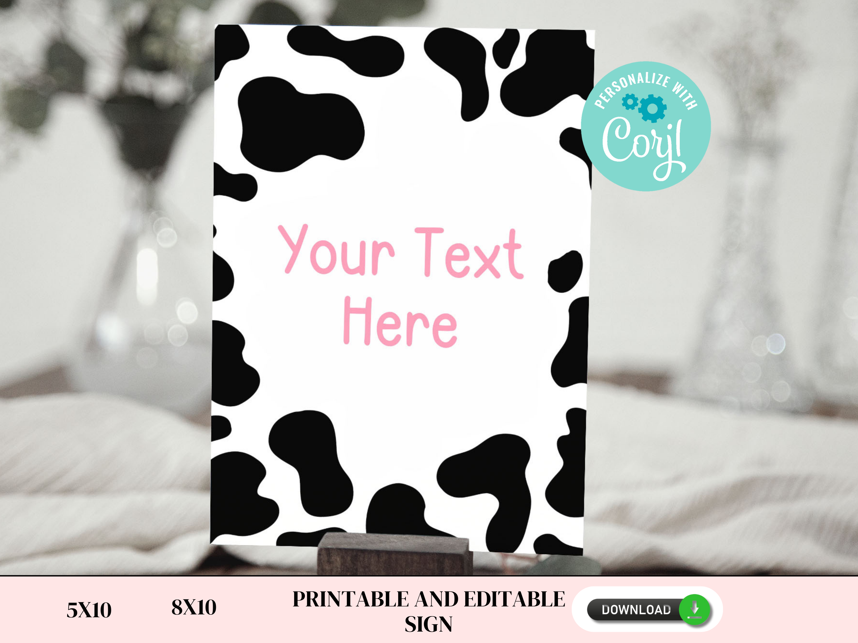 Cow Print Sign 160a design preview