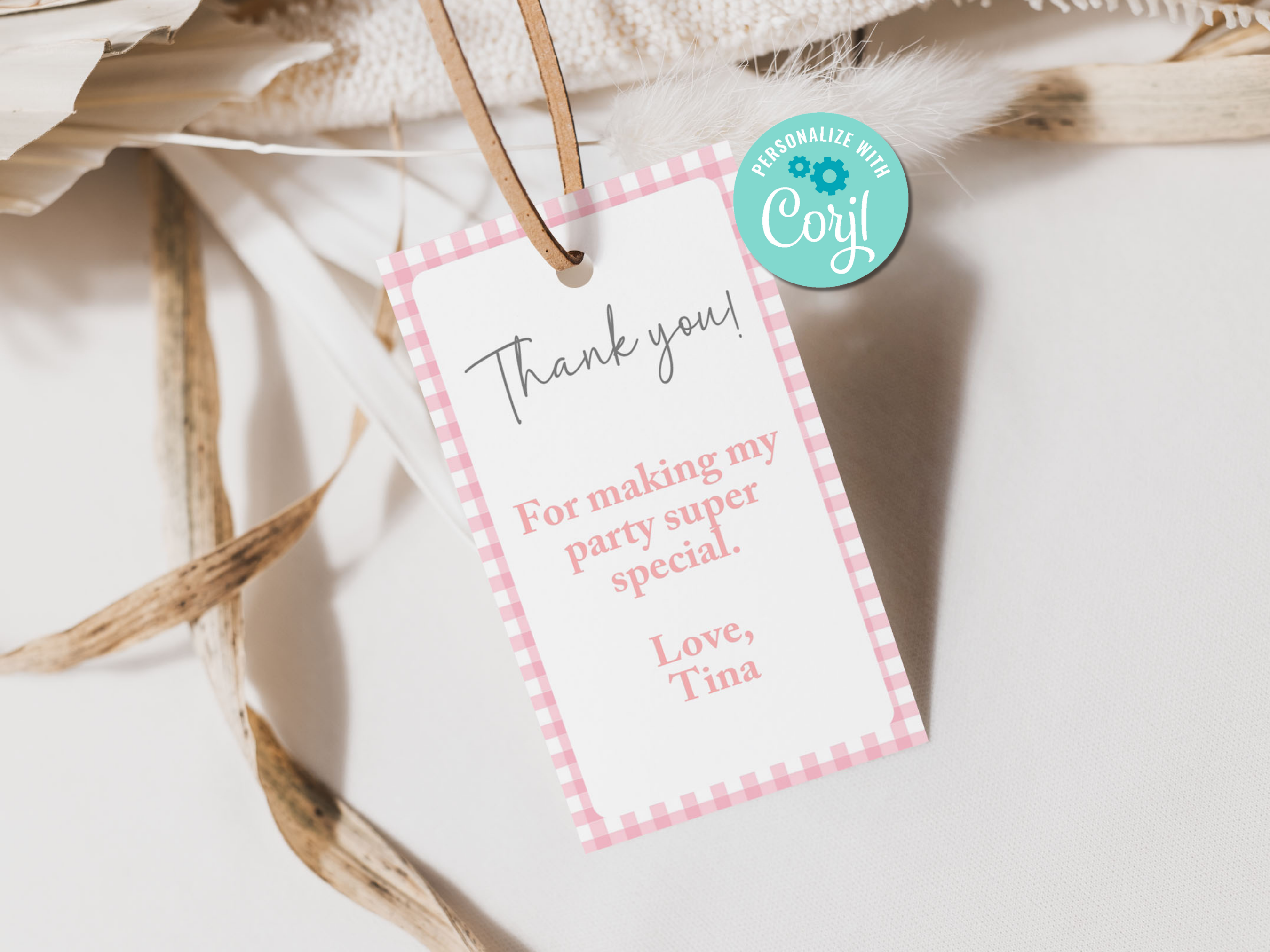 Pink Gingham Favor Tags 150b design preview