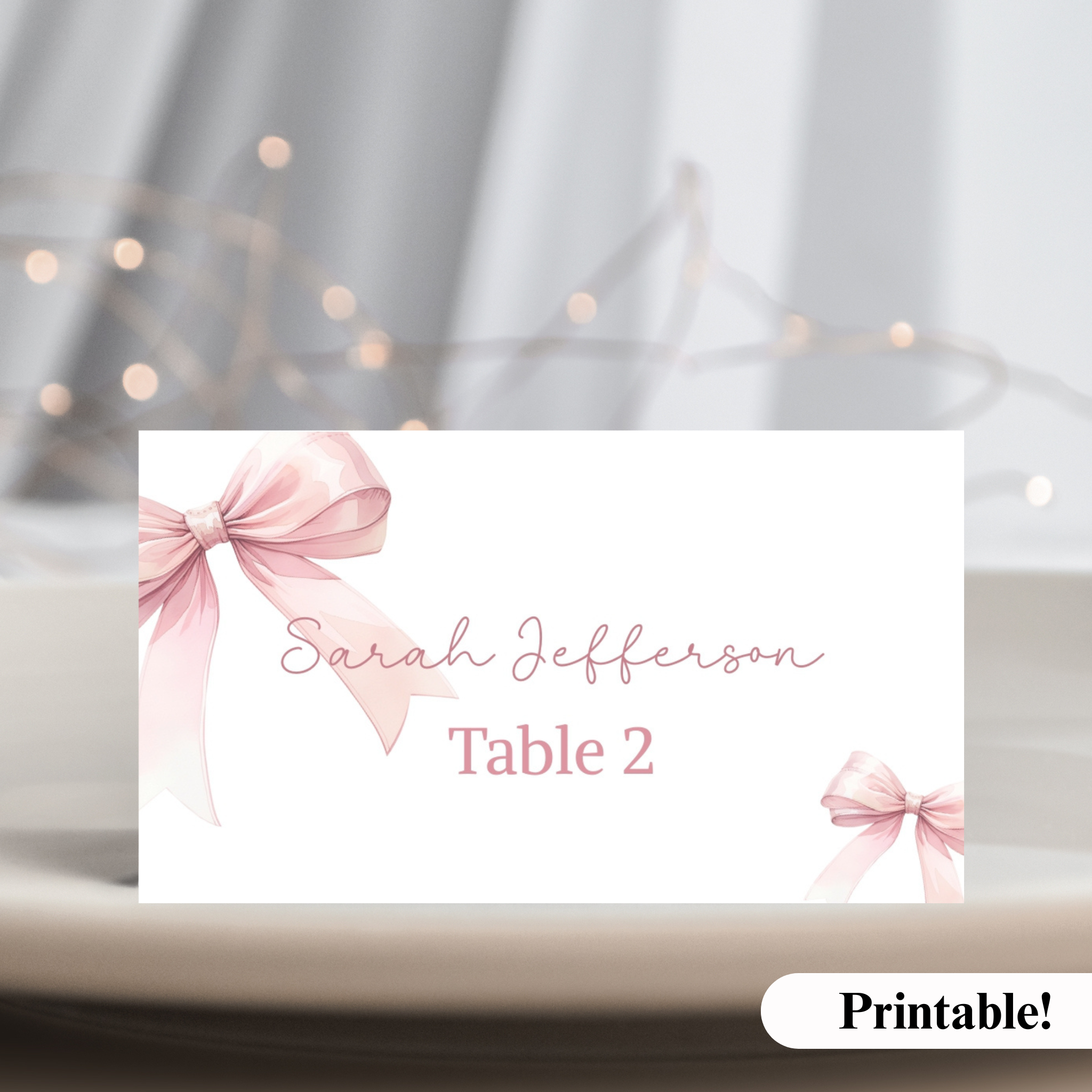 Pink Bow Place Cards CB2 design preview
