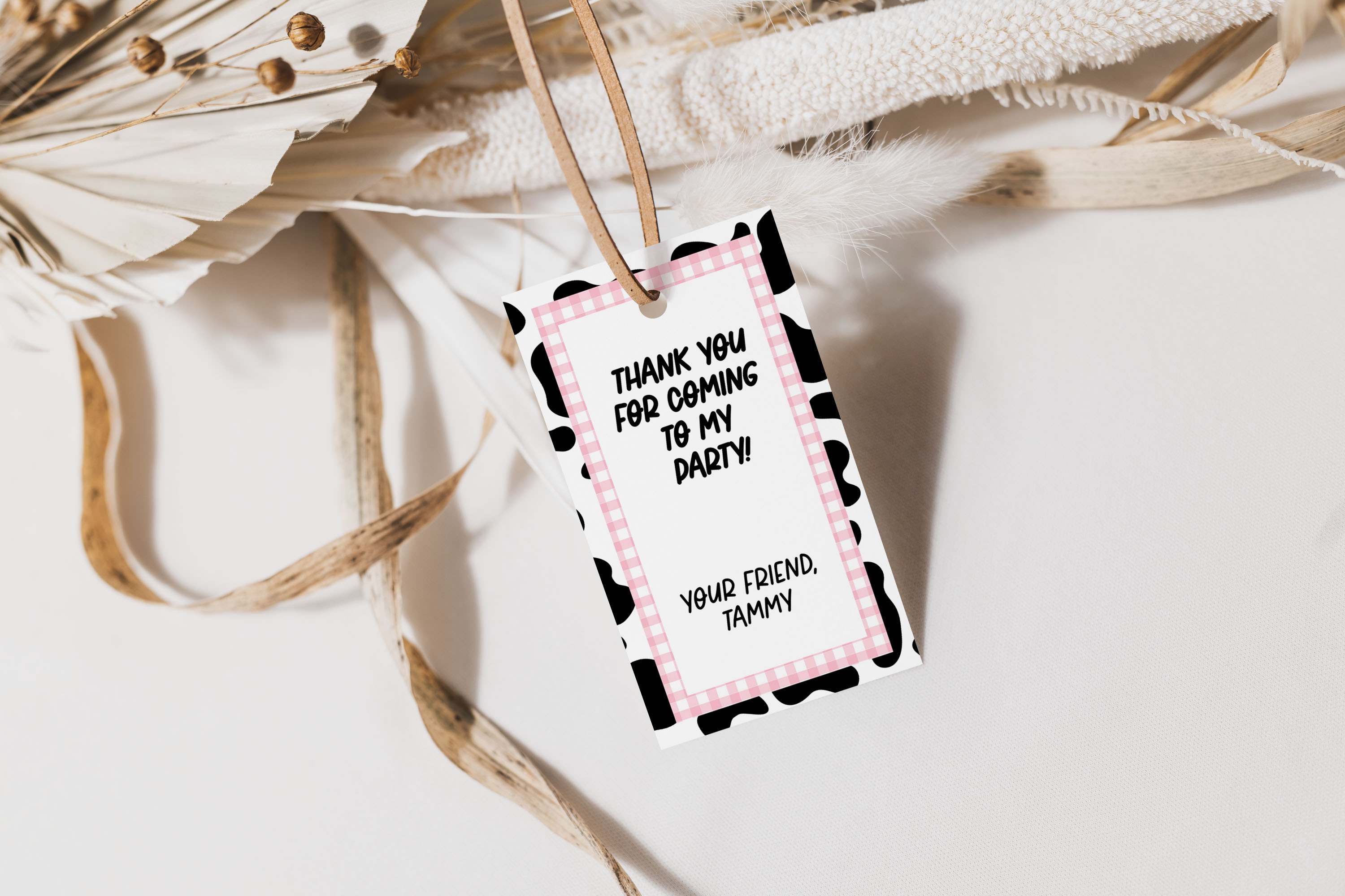 Cow Print Favor Tag Pink - 160f design preview