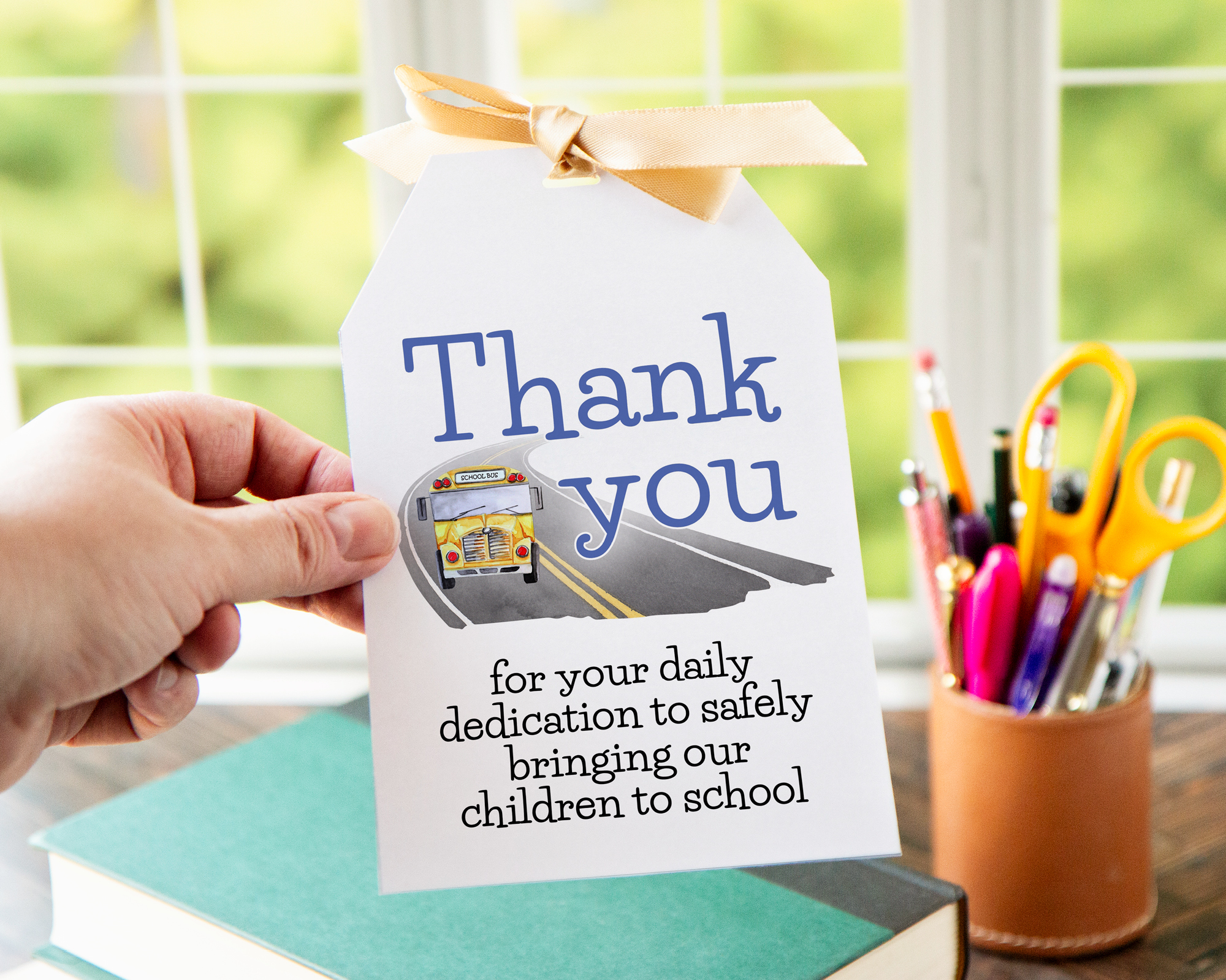 Jumbo Gift Tag - School Bus Road design preview