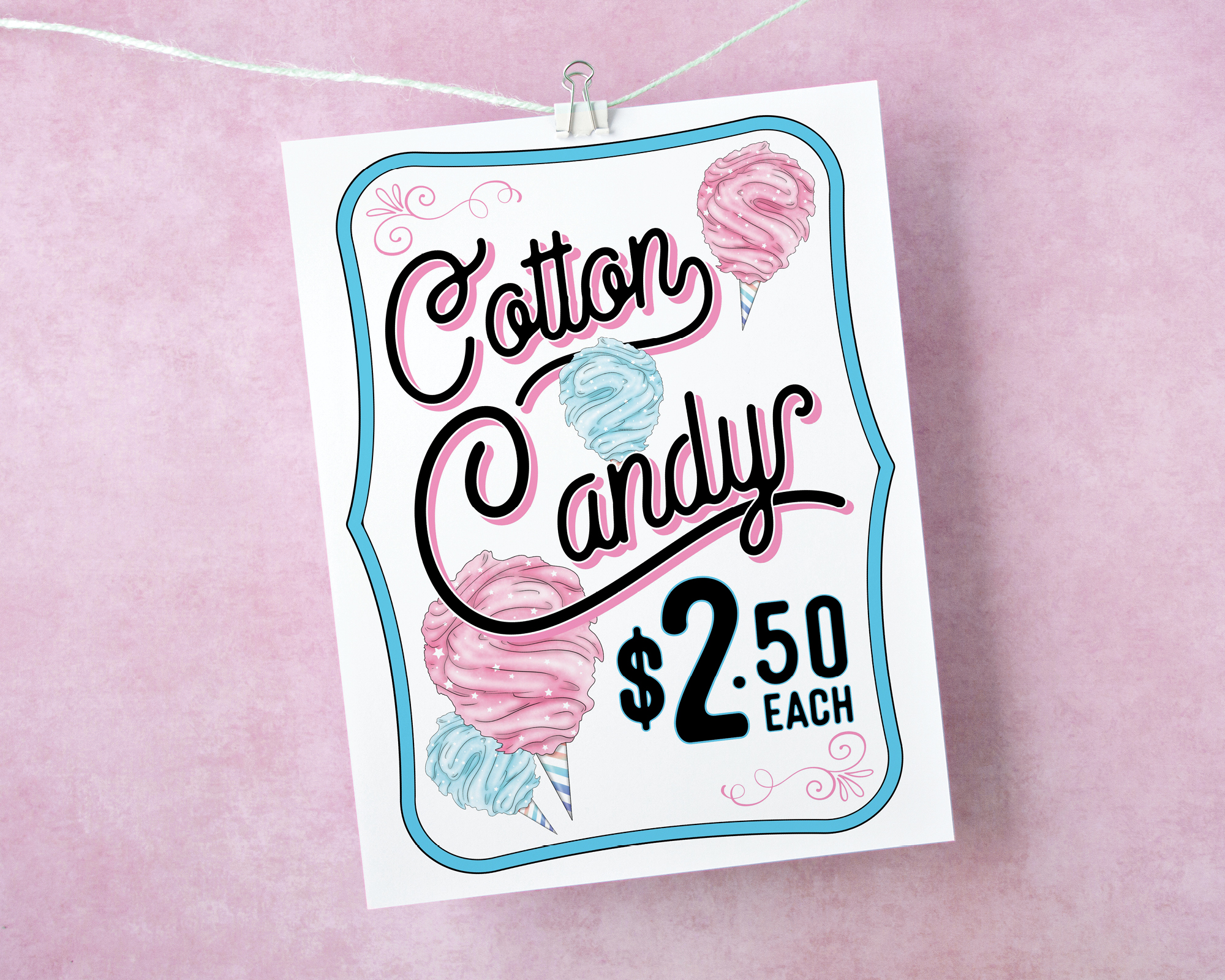 Cotton Candy Pink & Blue - 8.5x11" Sign design preview