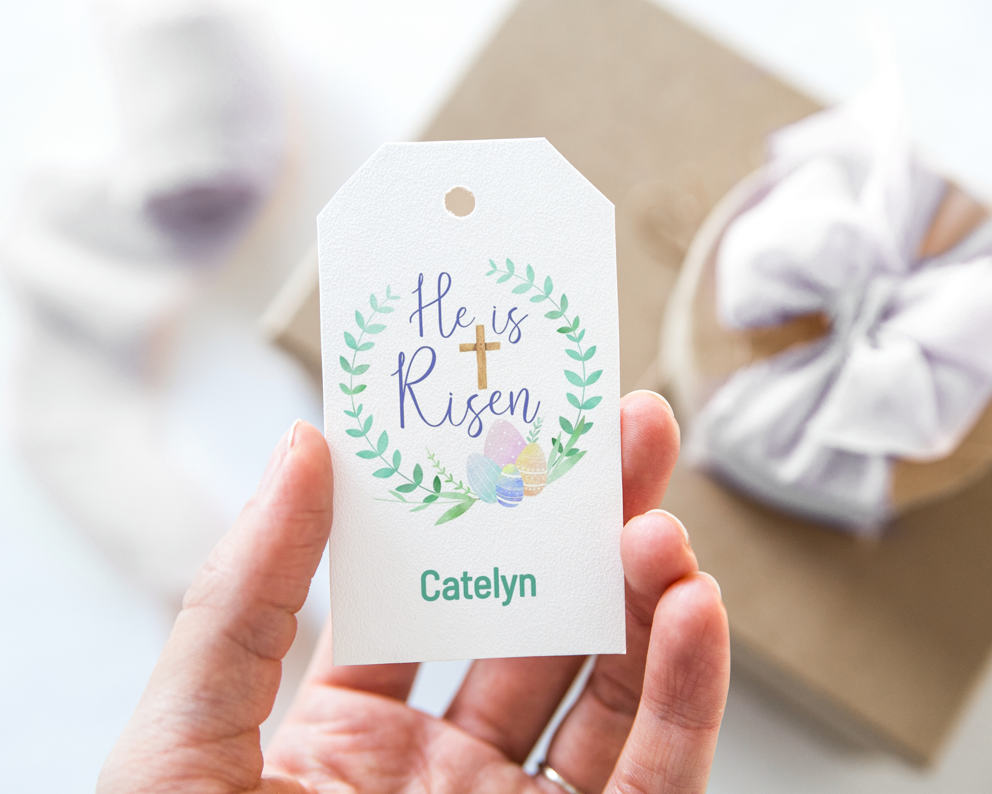 Easter Gift Tag - He is Risen design preview