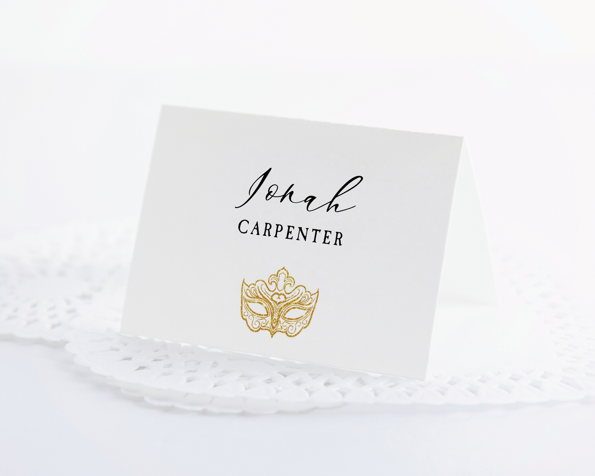 Masquerade Place Card - Gold design preview
