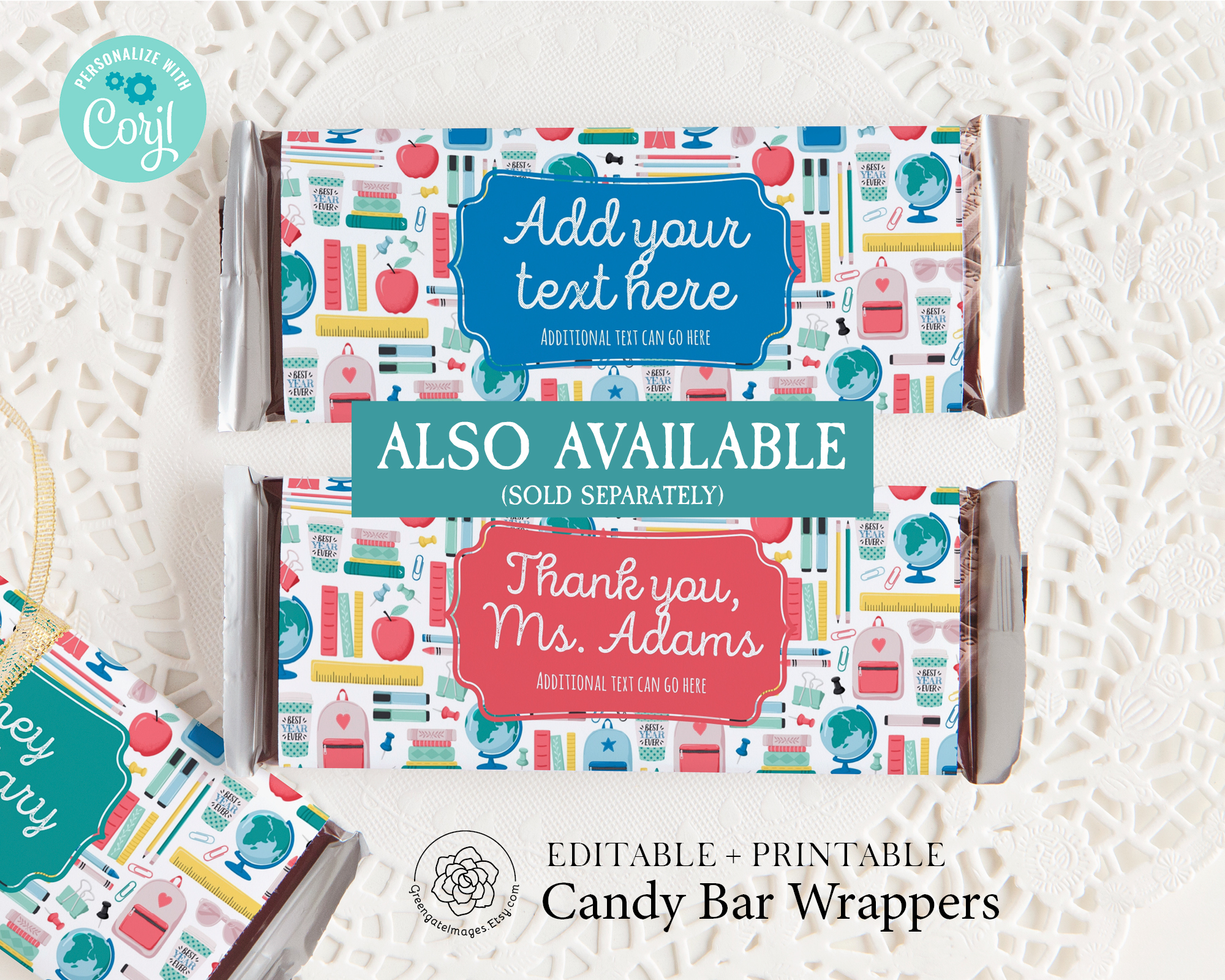 Candy Bar Wrapper - School Pattern design preview