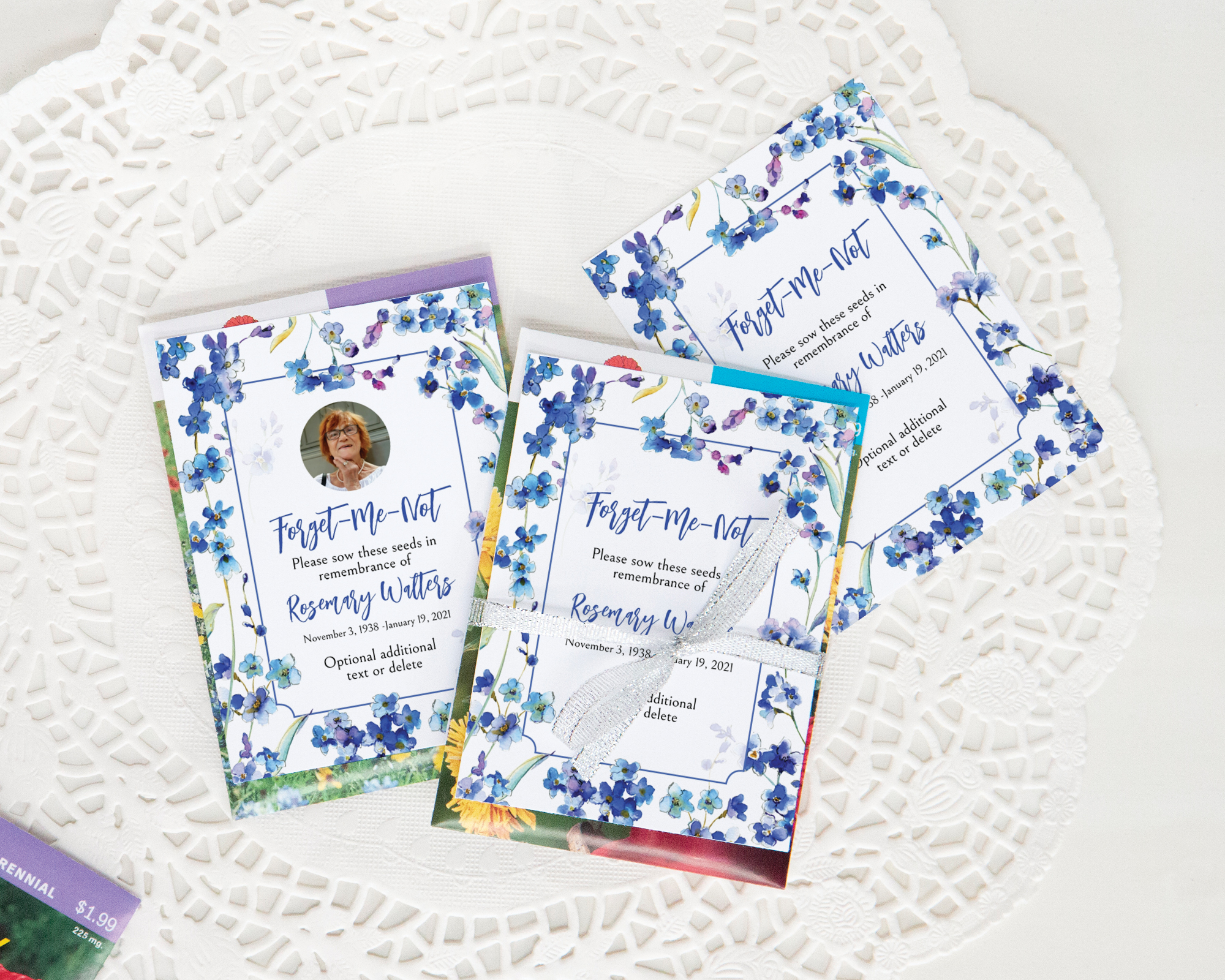 3x4 Seed Packet Tags - Forget-Me-Not design preview